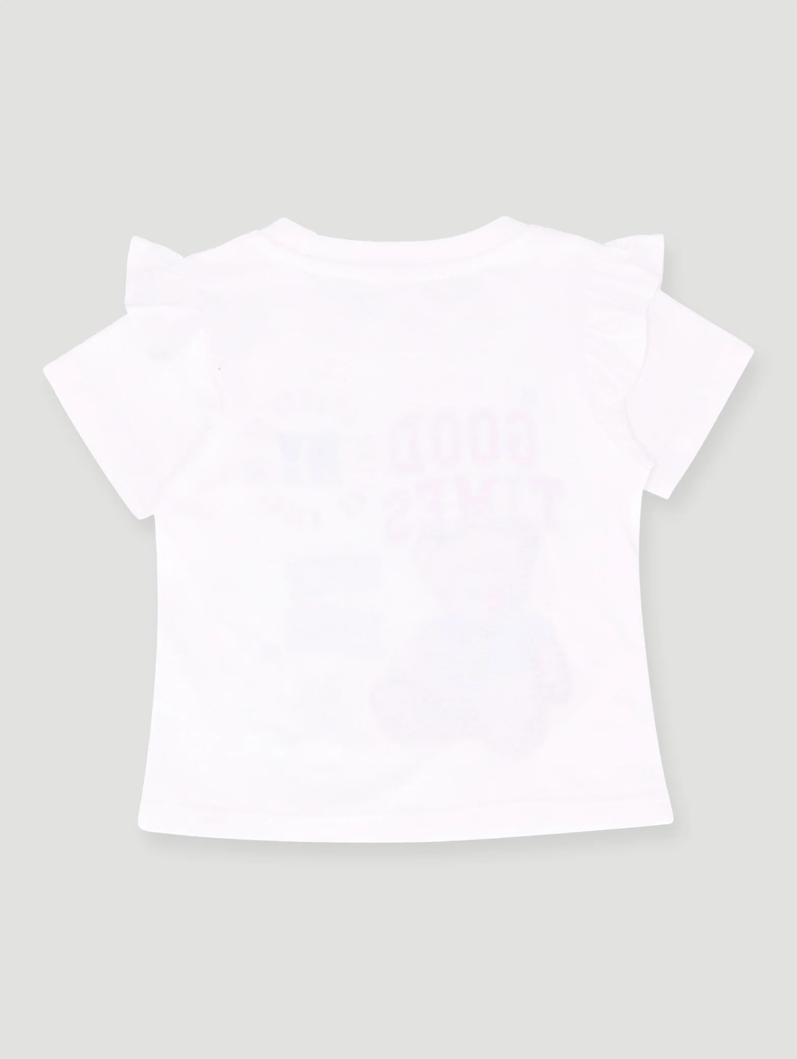 Pre-Girls Shoulder Frill Teddy Tee - White - Image 2