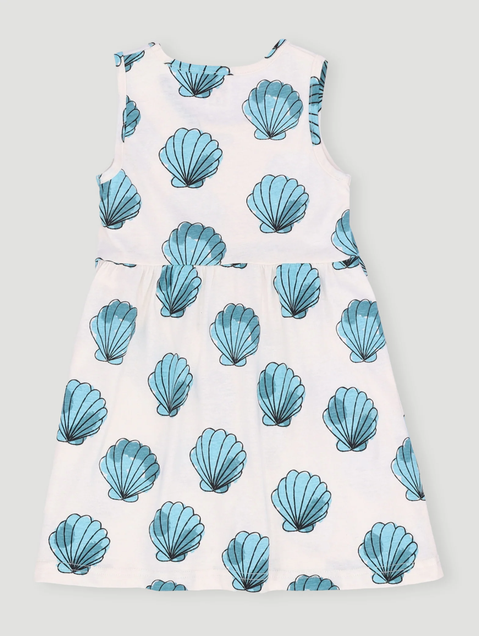 Pre- Girls Sleeveless All Over Print Shell Dress - White - Image 2