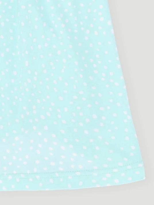 Pre-Girls Spot Print Embroidered Sleep Dress - Aqua - Image 3