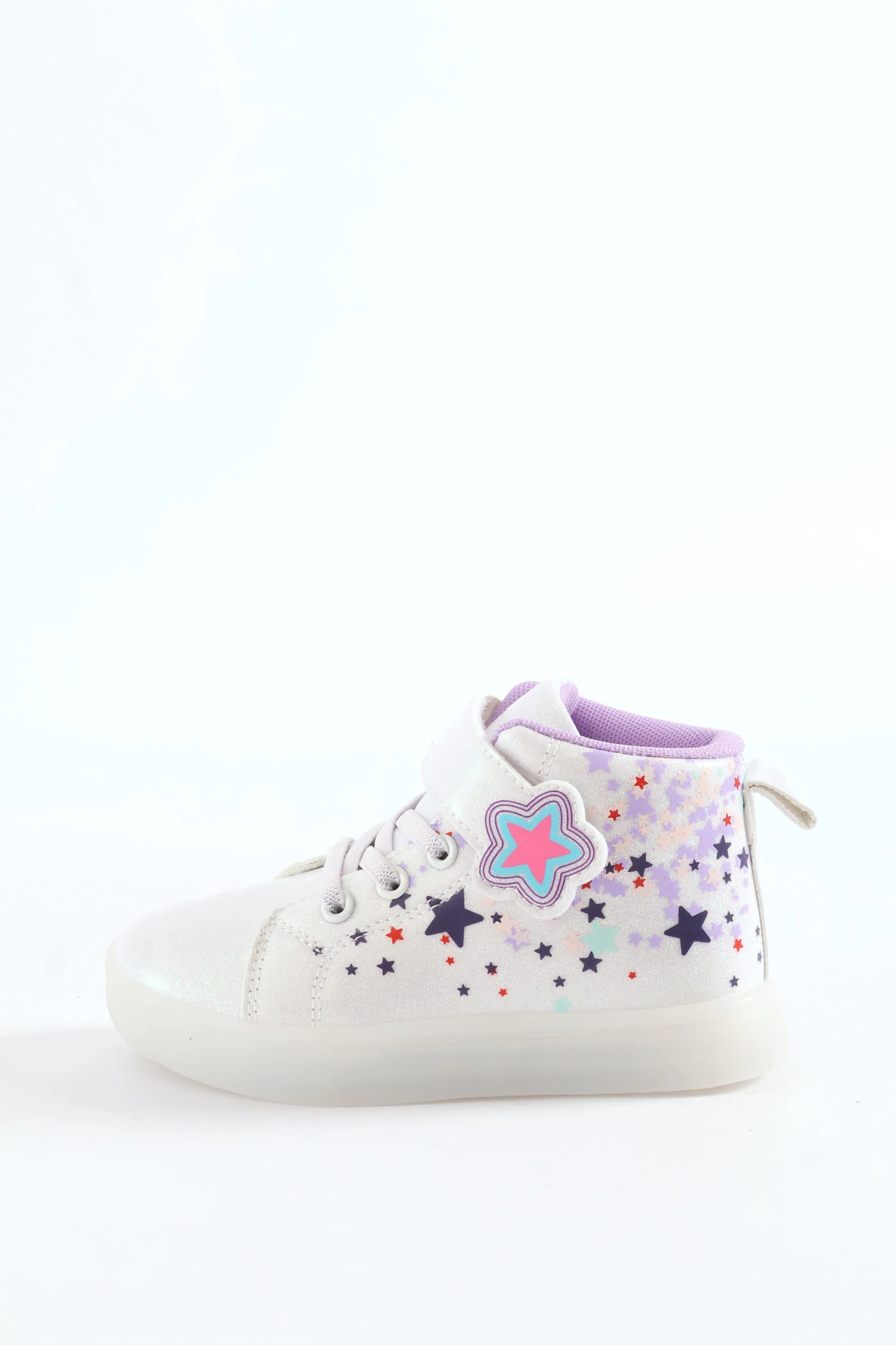 Pre-Girls Star Light Up Hitop Sneaker - White - Image 2