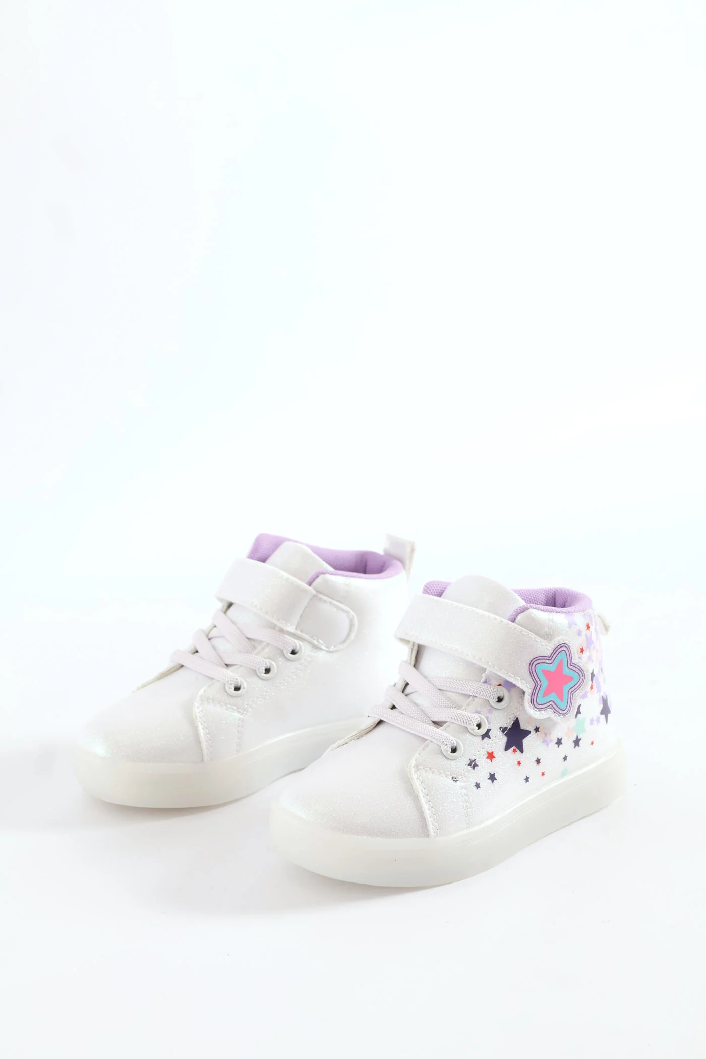Pre-Girls Star Light Up Hitop Sneaker - White - Image 4