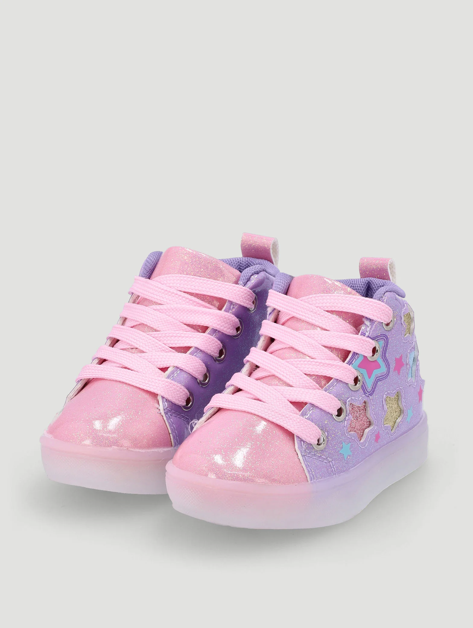 Pre-Girls Star Light Up High-Top Sneaker - Lilac - Image 2