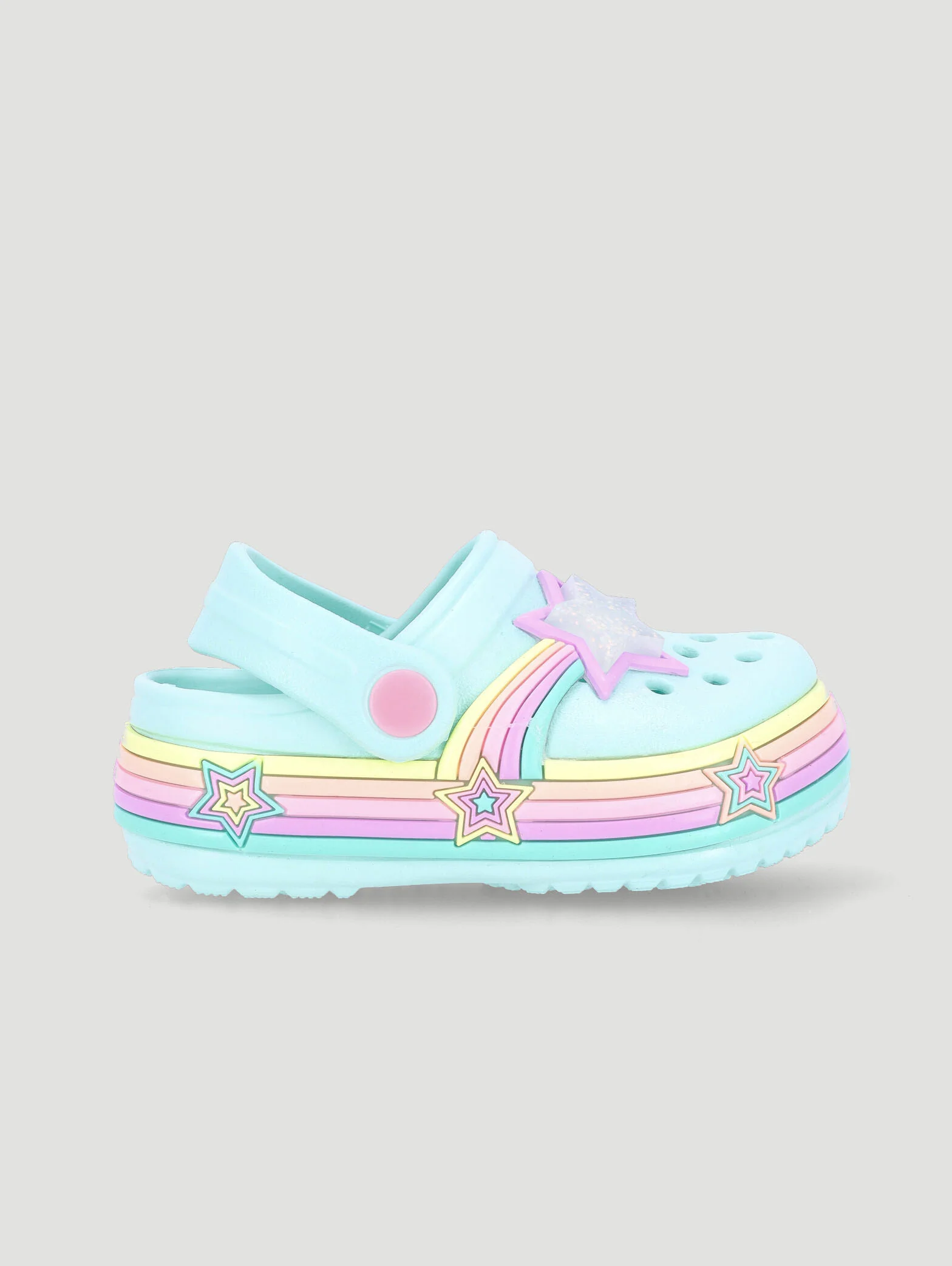 Pre-Girls Star Strip Clog - Mint - Image 3
