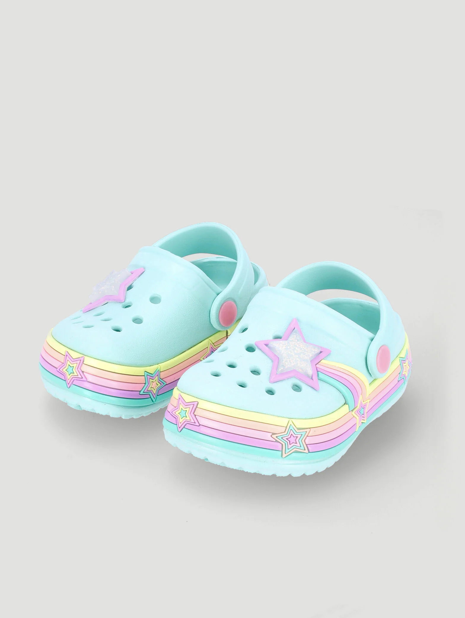 Pre-Girls Star Strip Clog - Mint - Image 4