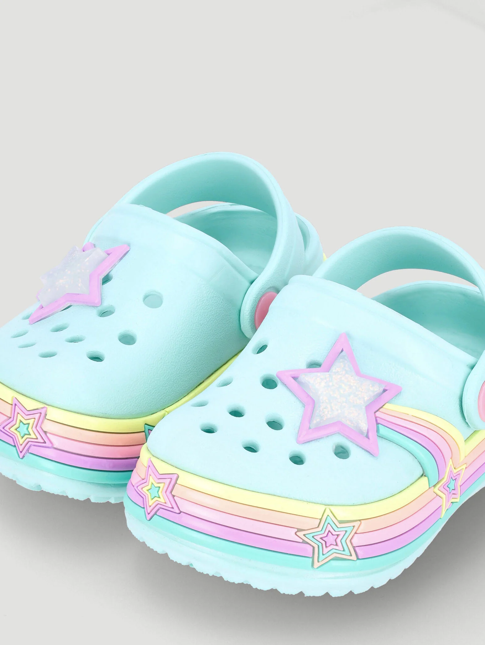 Pre-Girls Star Strip Clog - Mint - Image 6