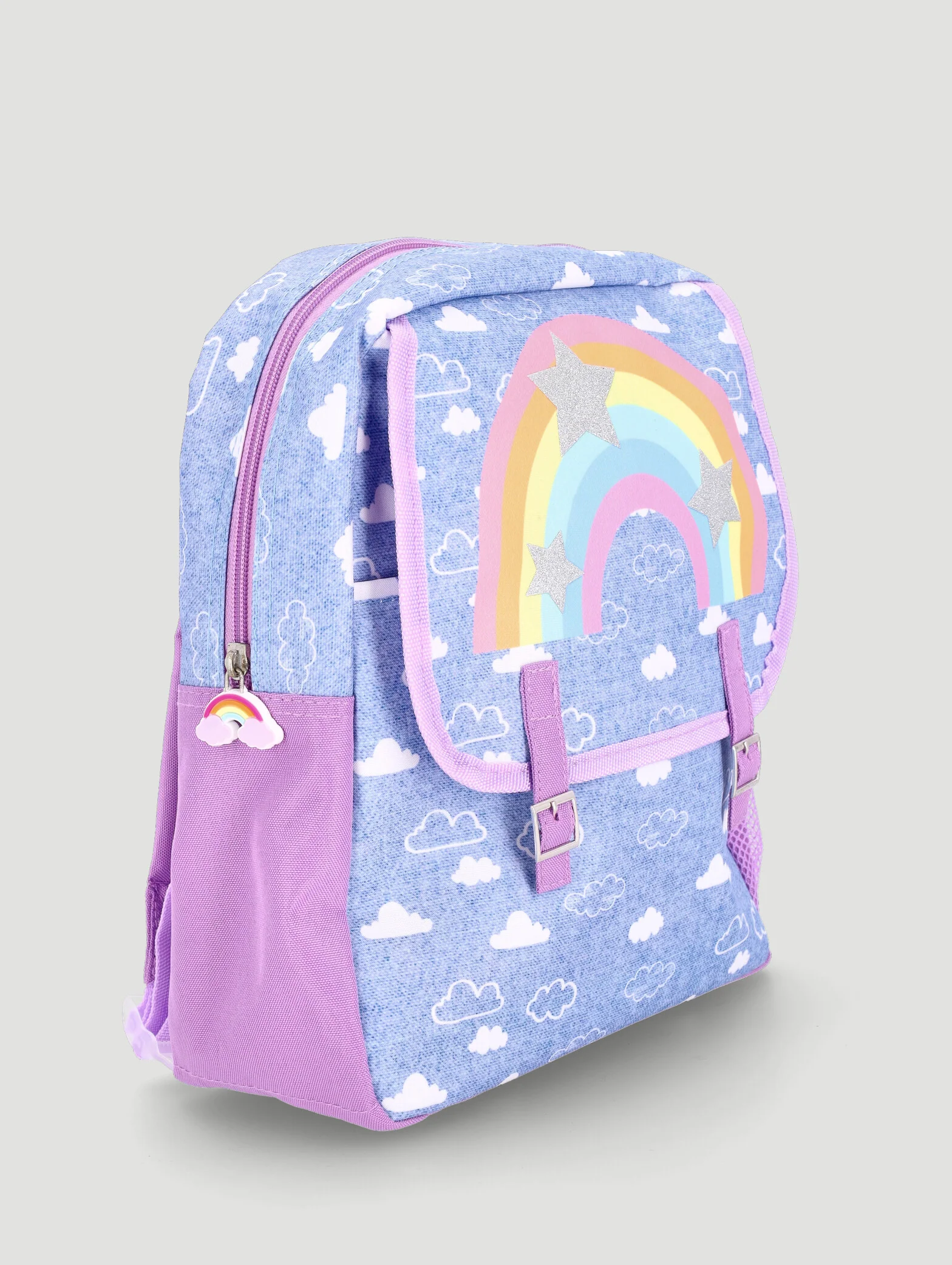 Pre-Girls Stars & Clouds Applique Backpack - Denim - Image 2