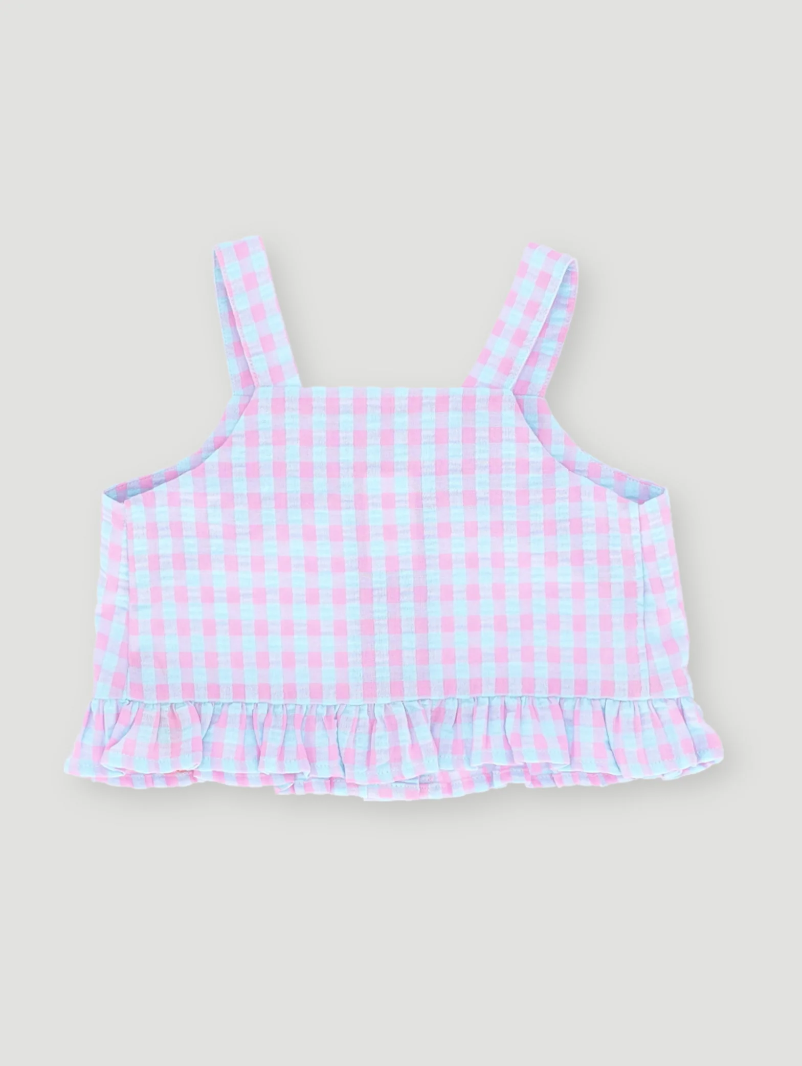 Pre- Girls Strappy Seersucker Blouse - Blue - Image 2