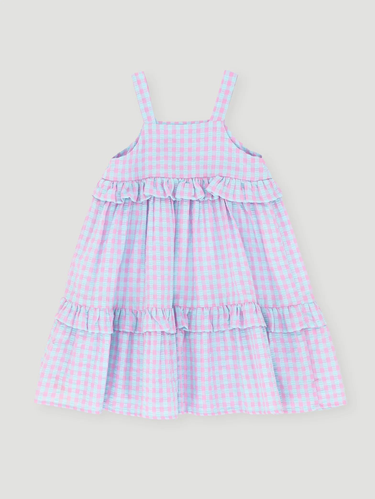 Pre Girls Strappy Seersucker Tie Dress - Blue - Image 2