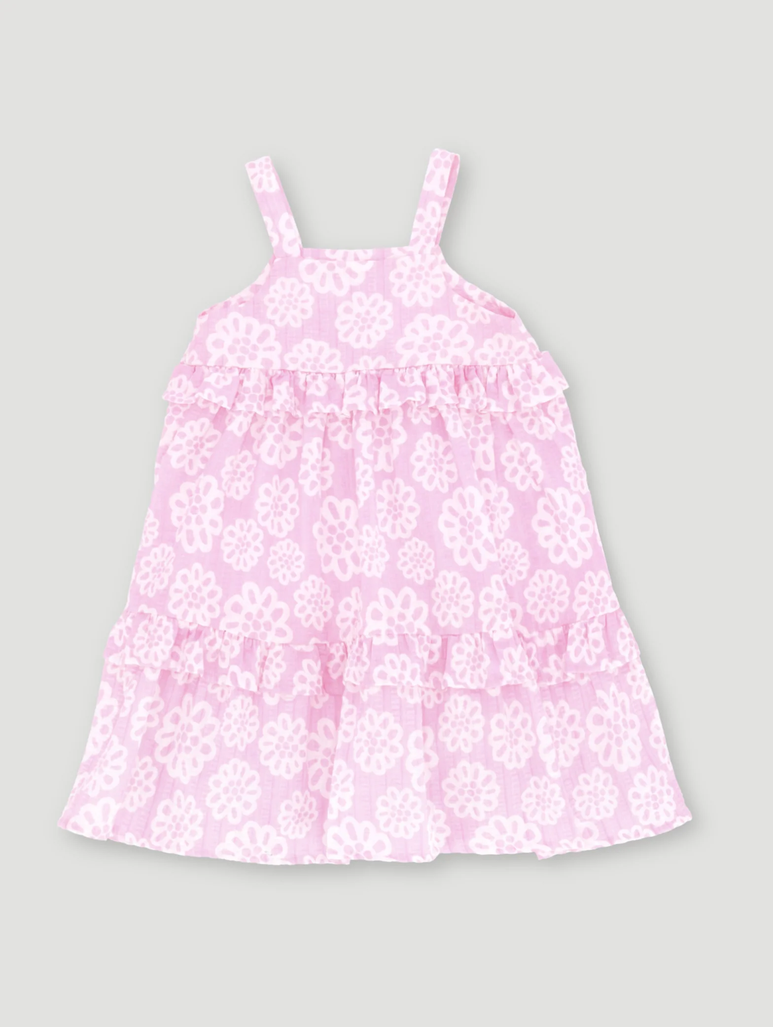 Pre-Girls Strappy Tiered Seersucker Dress - Pink - Image 2