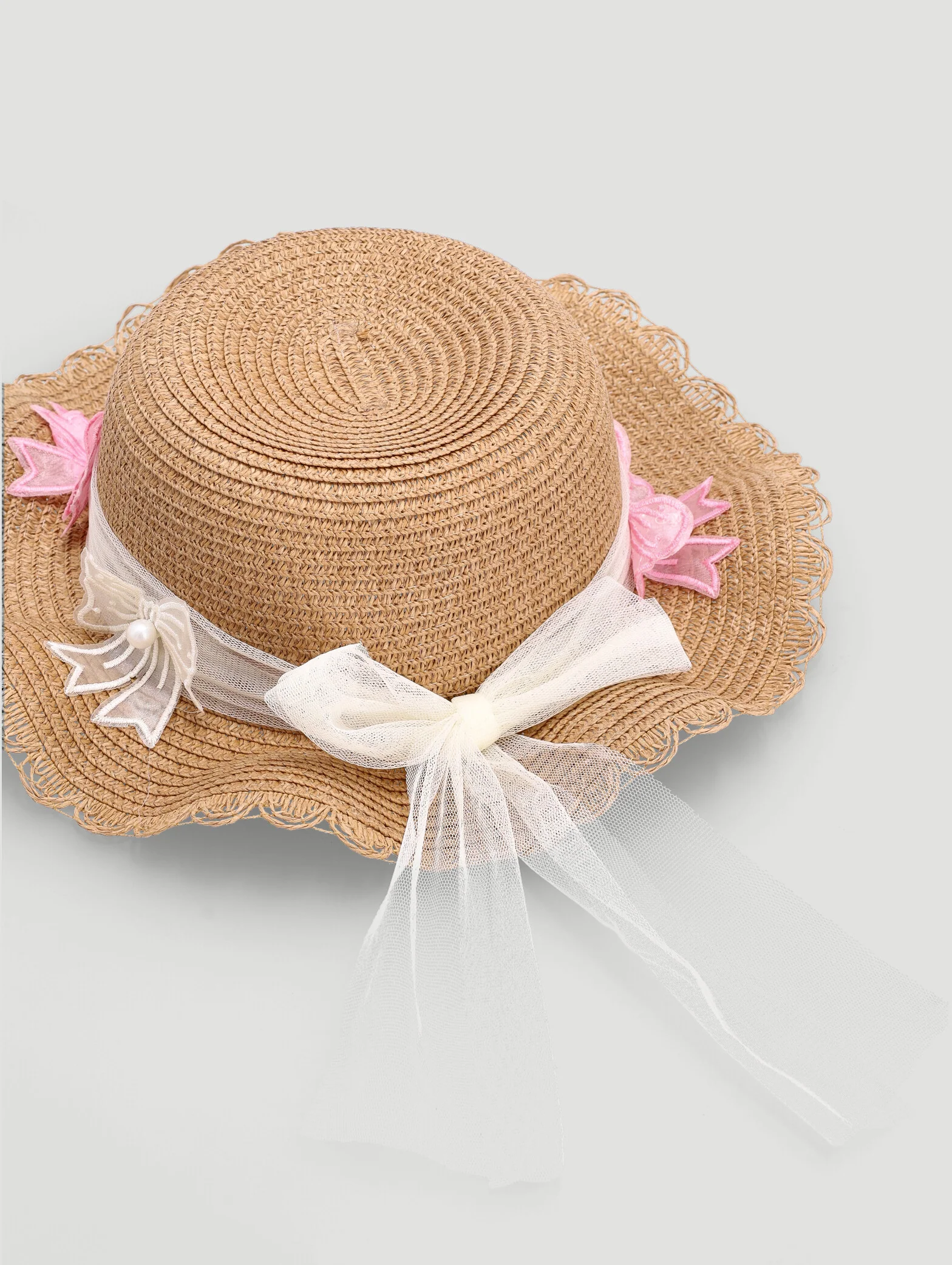 Pre-Girls Straw Hat Set With Bag - Brown - Image 4
