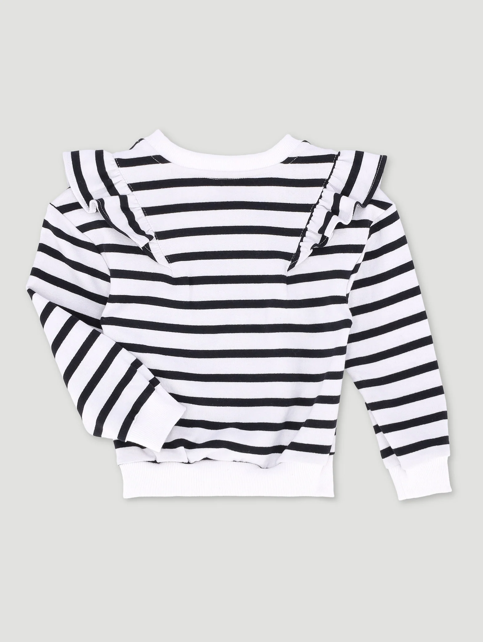 Pre-Girls Stripe Heart Track Top With Shoulder Frill - Multi - Image 2