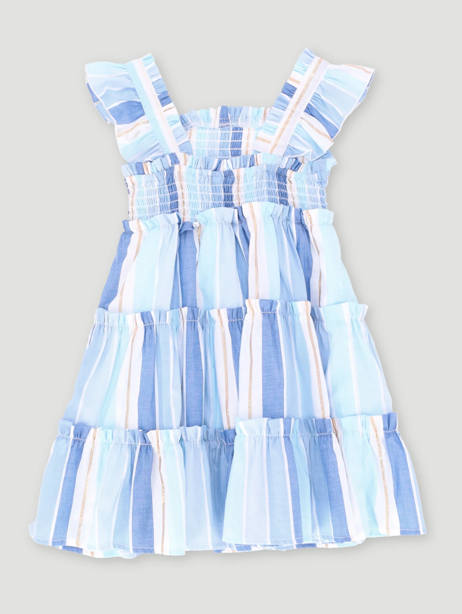 Pre-Girls Stripe Tiered Dress - Blue - Image 2
