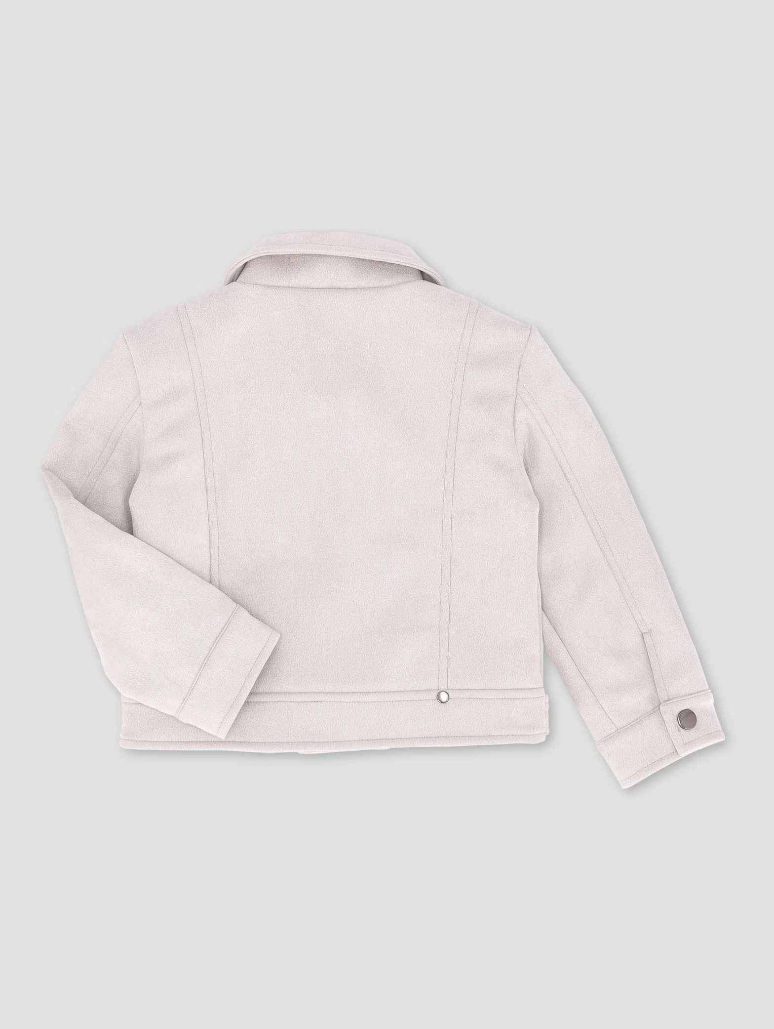Pre-Girls Suede Biker Jacket - Stone - Image 3