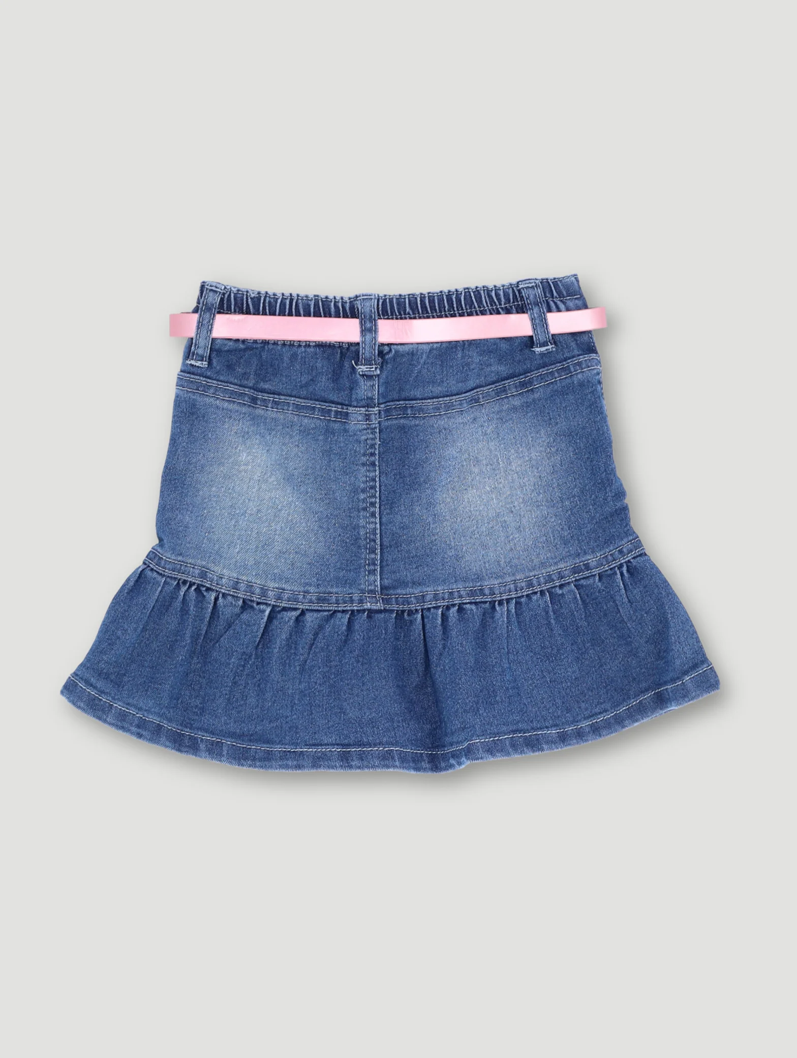 Pre-Girls Tiered Heart Pocket Denim Skirt - Light Wash - Image 2