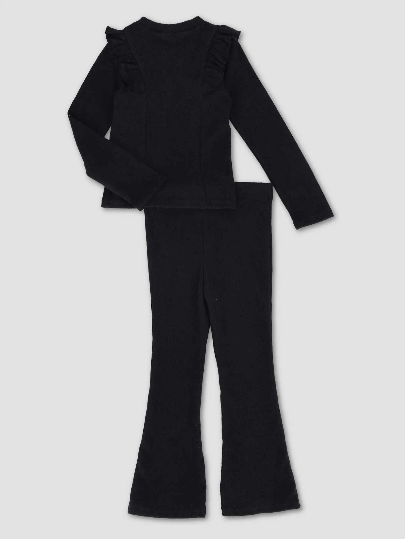Pre-Girls Unbrushed Rib Set - Black - Image 2