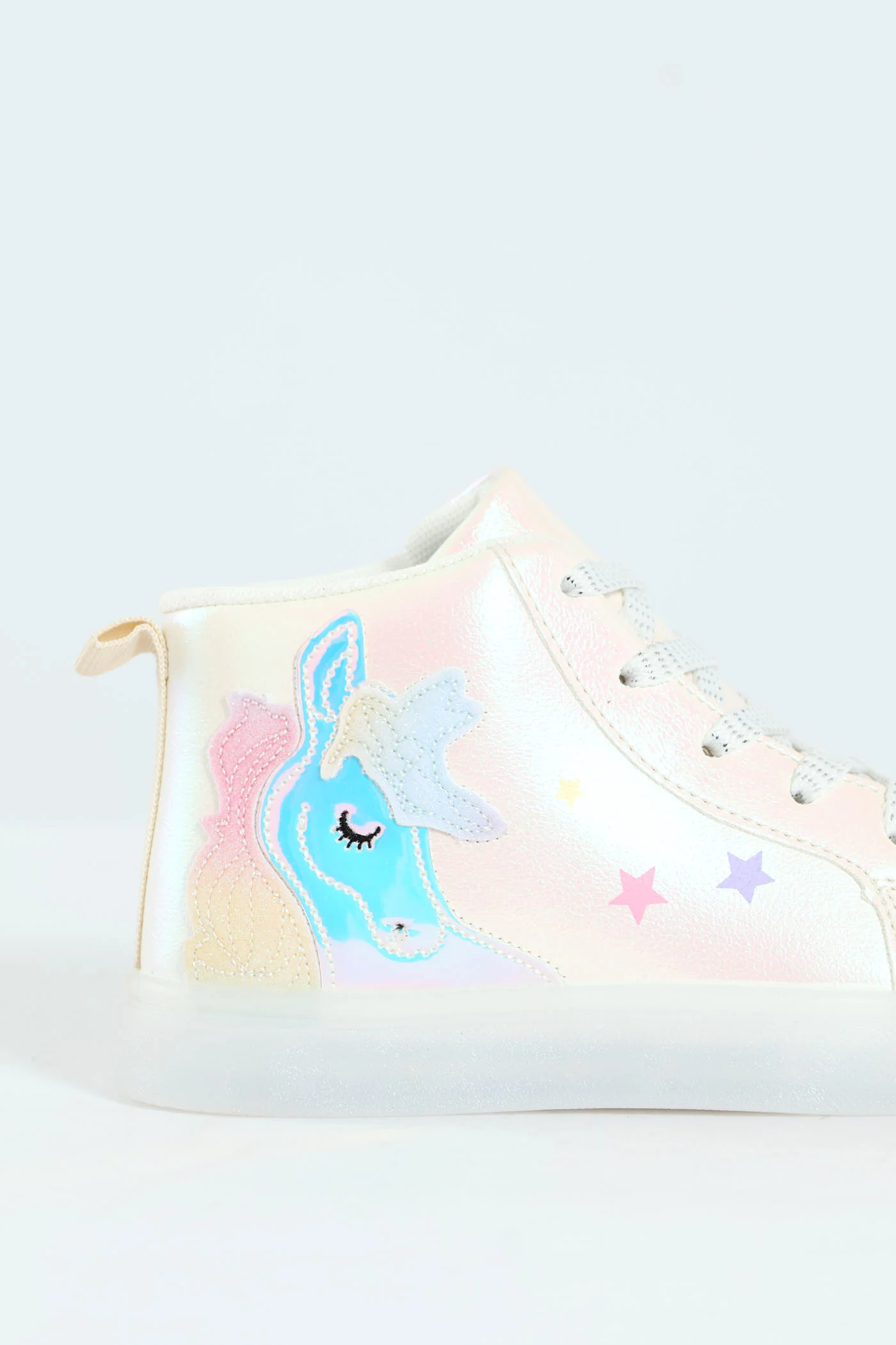 Pre-Girls Unicorn Light-Up High-Top Sneaker - White - Image 3