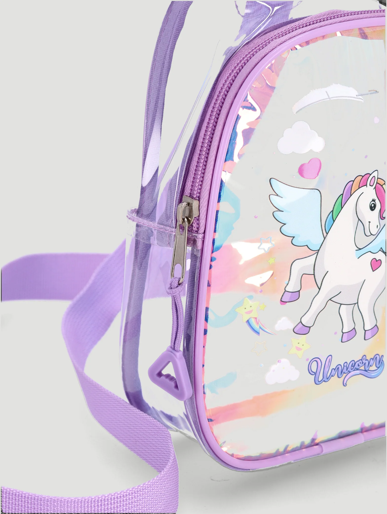 Pre-Girls Unicorn Pvc Shoulder Bag - Lilac - Image 2