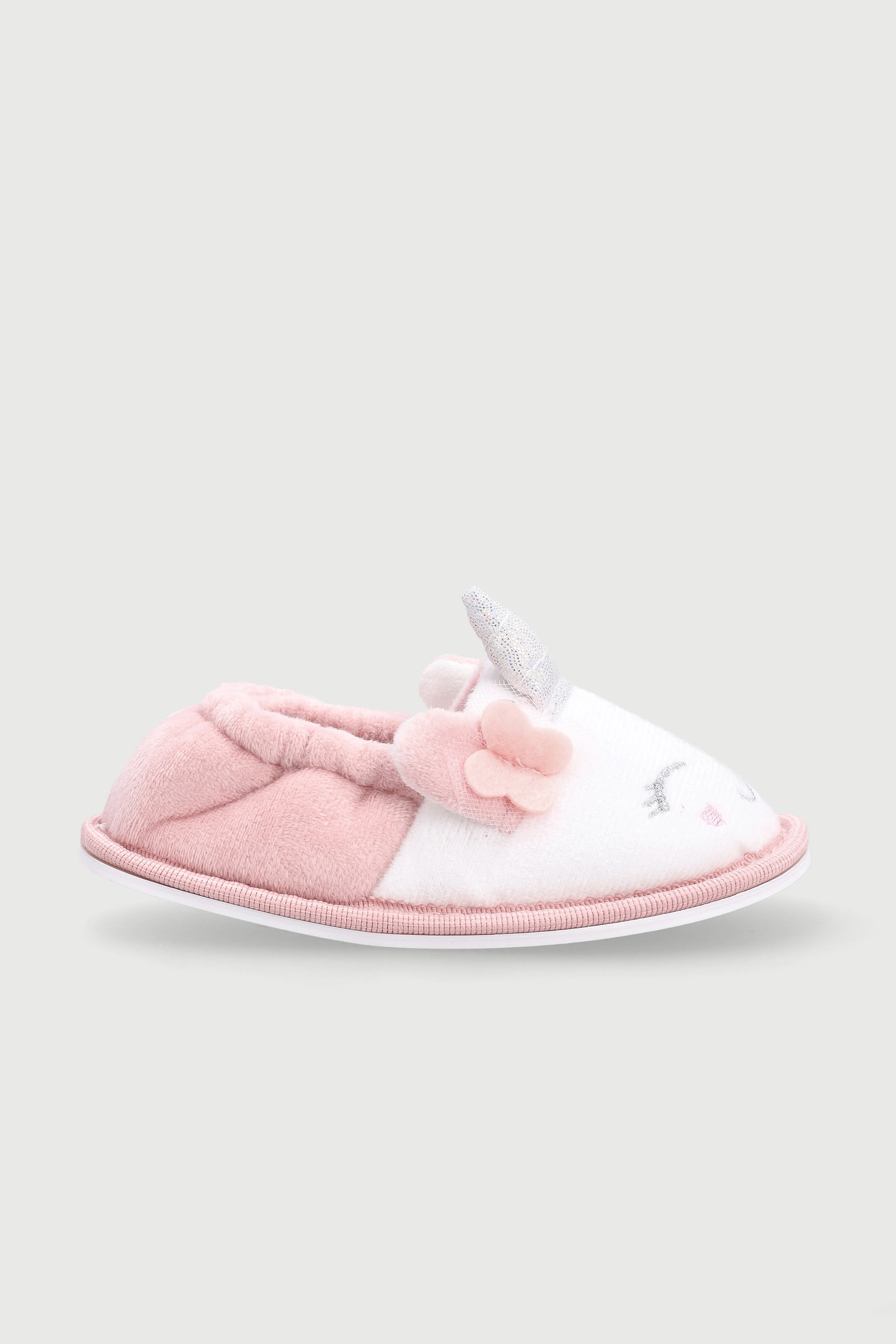 Pre-Girls Unicorn Stokie Slipper - White/Pink - Image 2