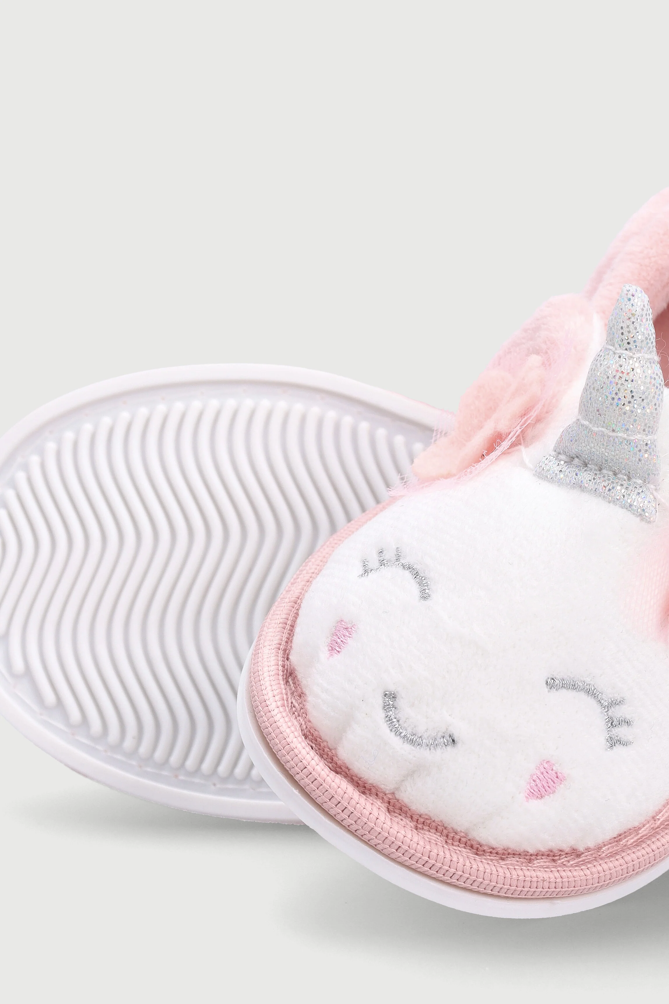 Pre-Girls Unicorn Stokie Slipper - White/Pink - Image 3
