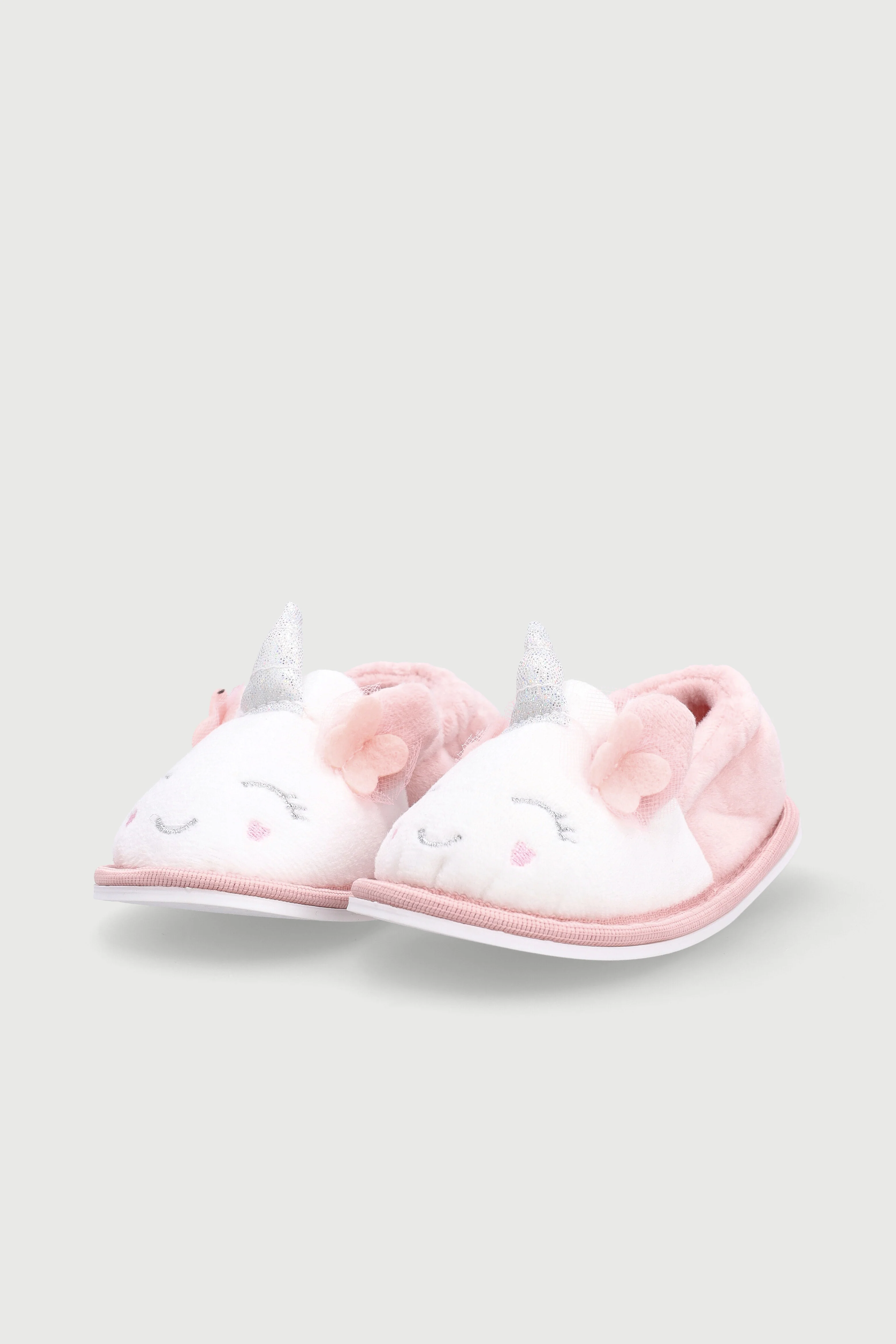 Pre-Girls Unicorn Stokie Slipper - White/Pink - Image 4