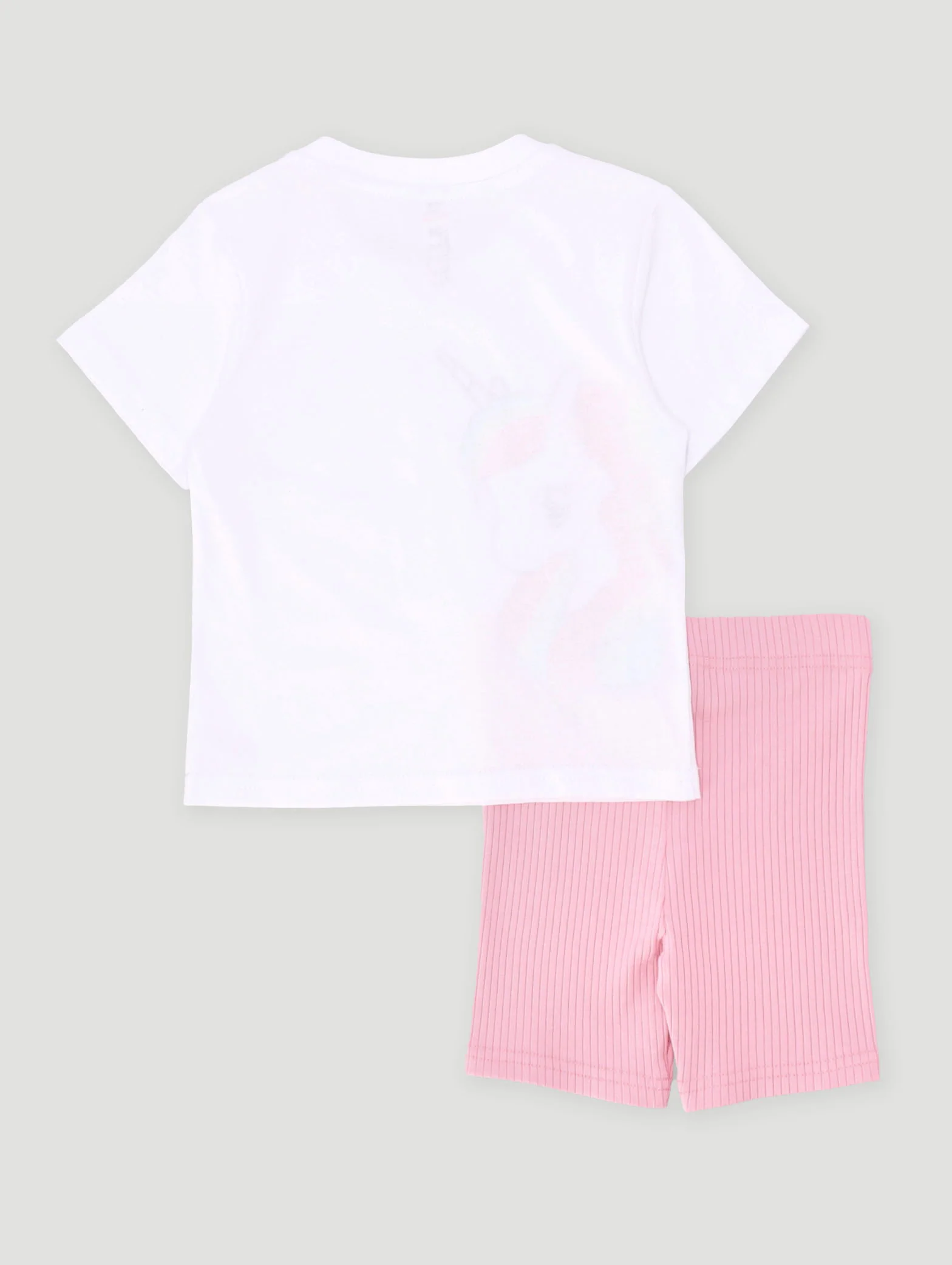 Pre-Girls Unicorn Tee & Cycle Short Set - White - Image 2