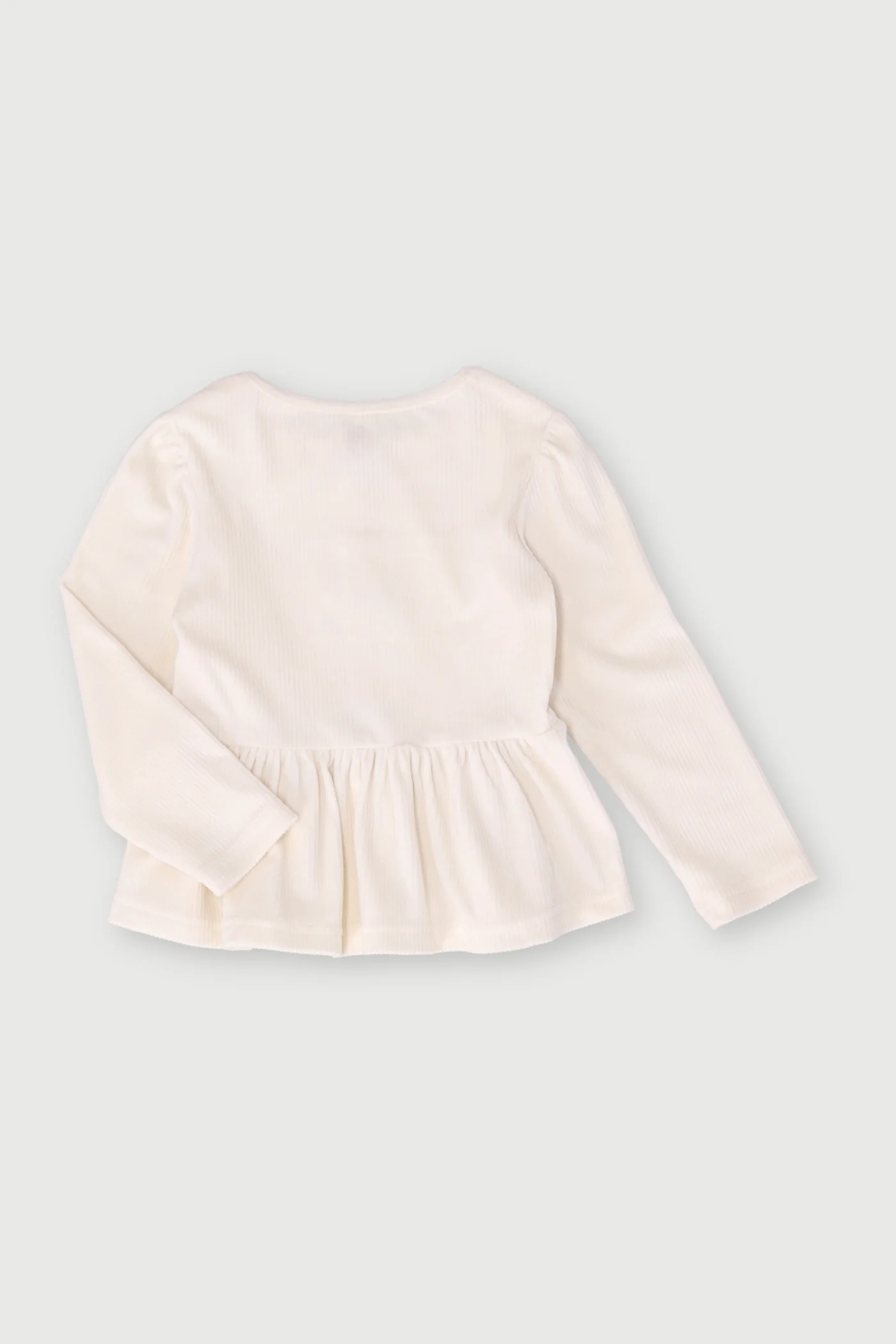 Pre-Girls Velour Bow Rib Top - Cream - Image 2