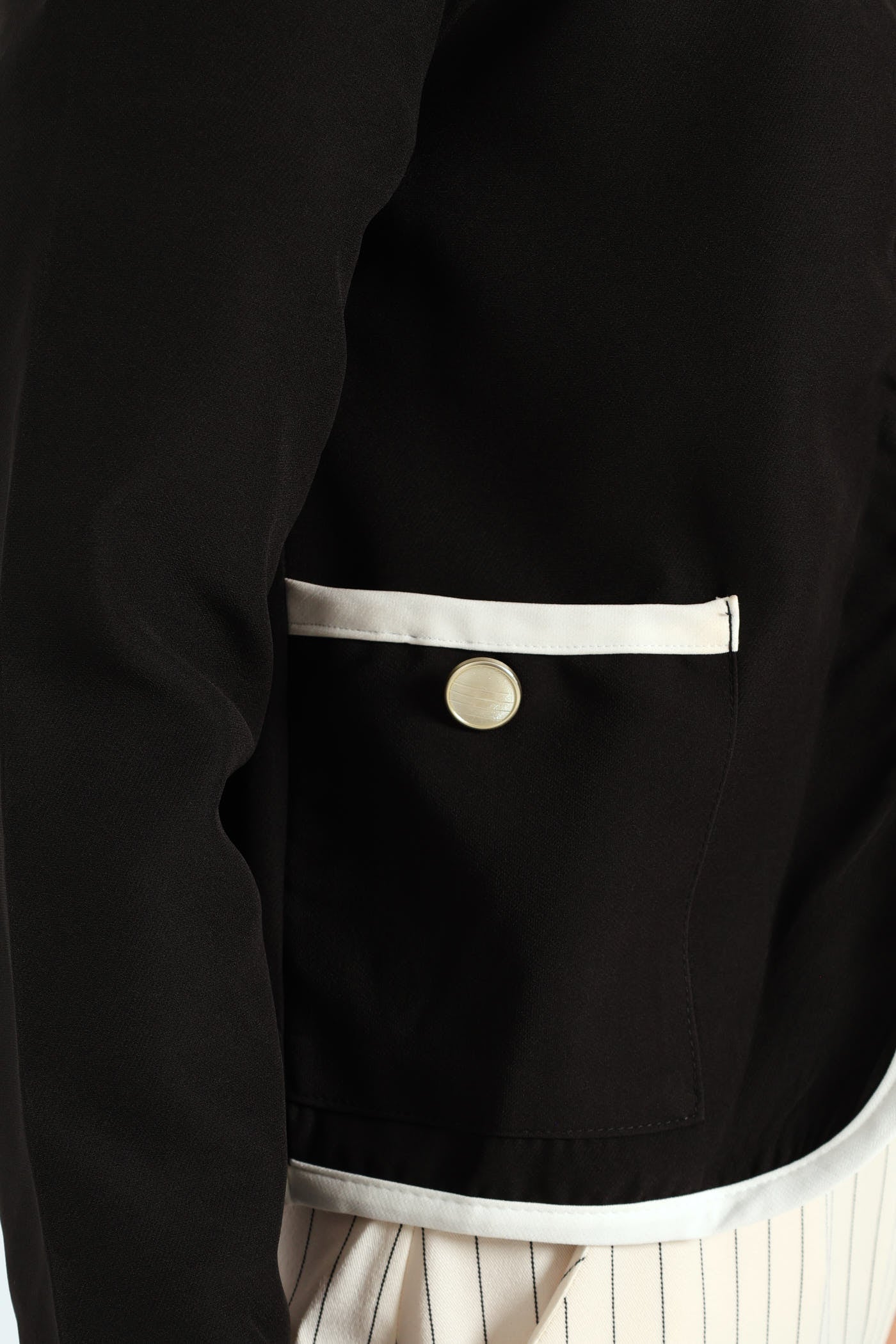 Preppy Constrast Blazer - Black/White - Image 2