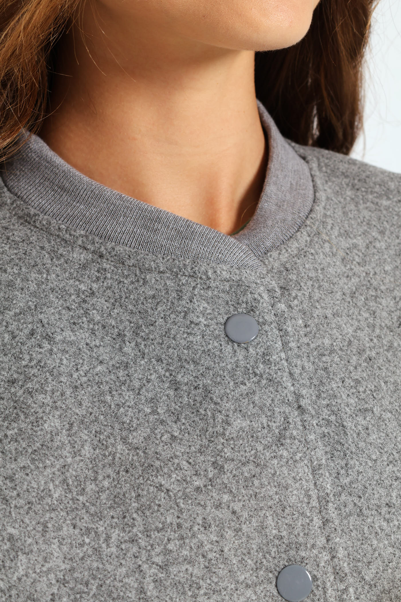 Preppy Melton Bomber Jacket - Charcoal Melange - Image 2