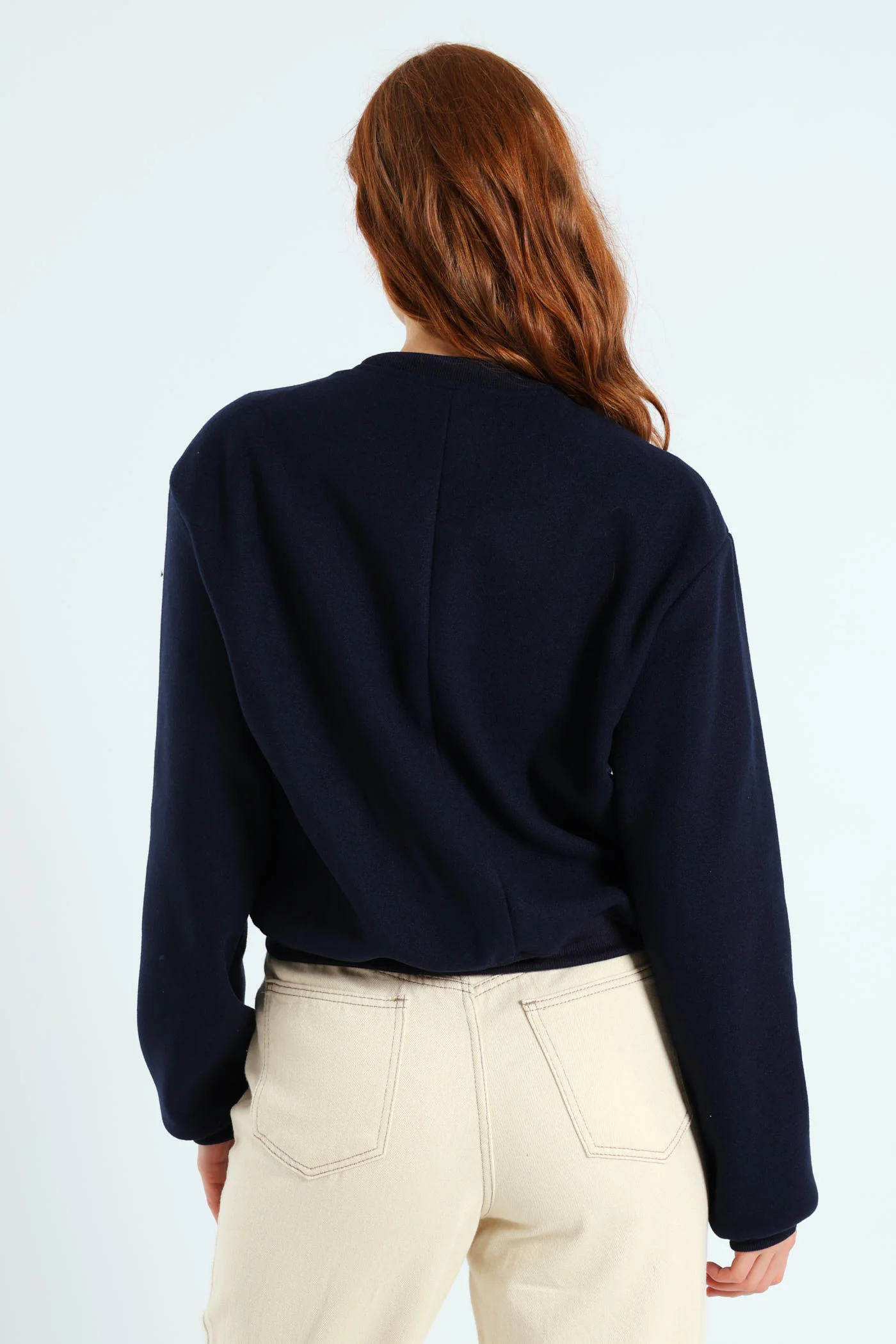Preppy Melton Bomber Jacket - Navy - Image 4