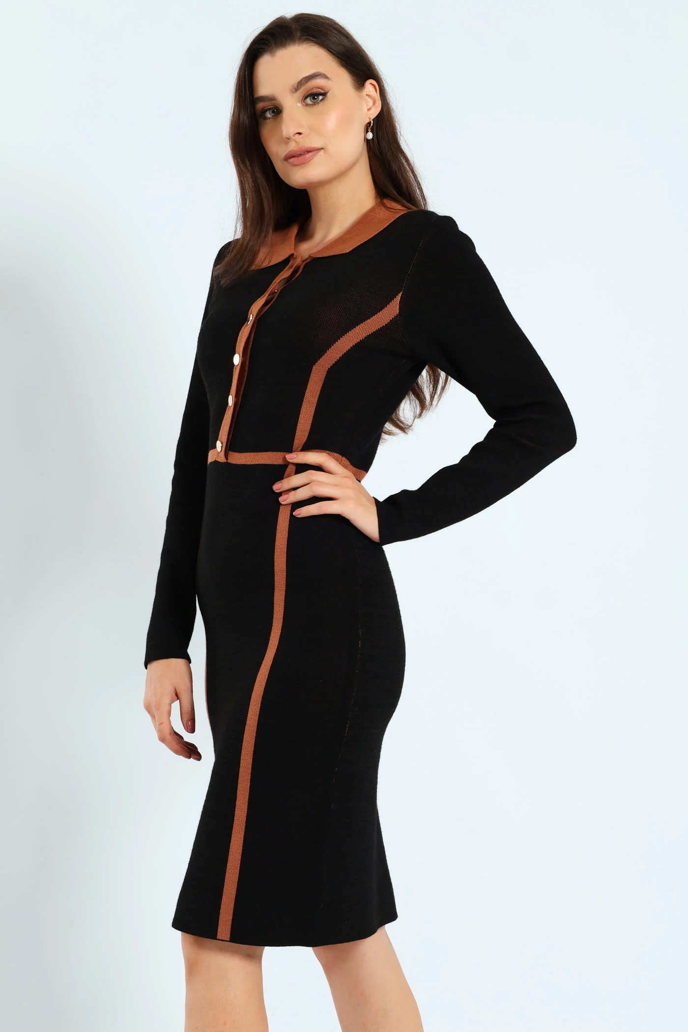 Preppy Panelled Knitwear Dress - Image 3