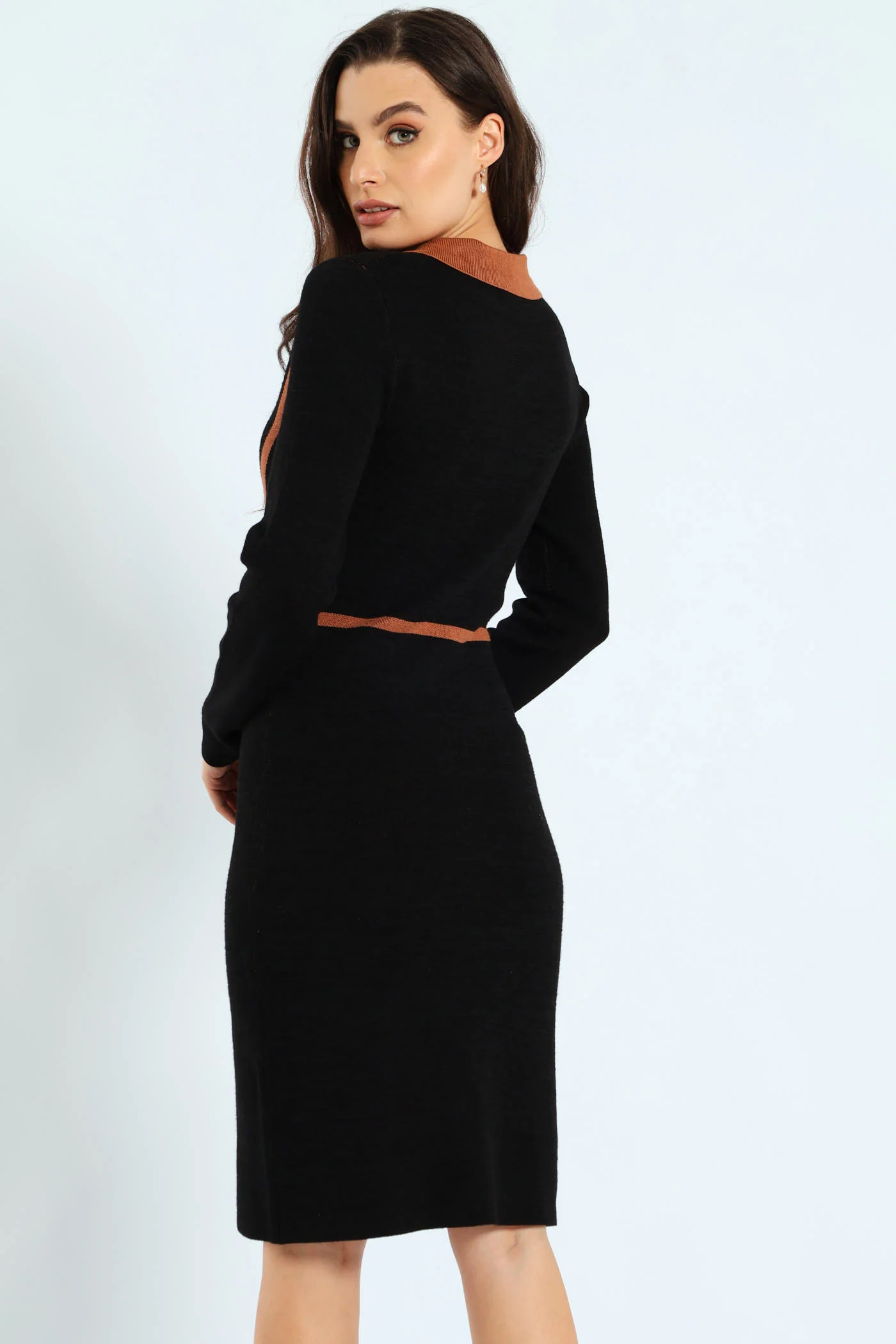 Preppy Panelled Knitwear Dress - Image 4