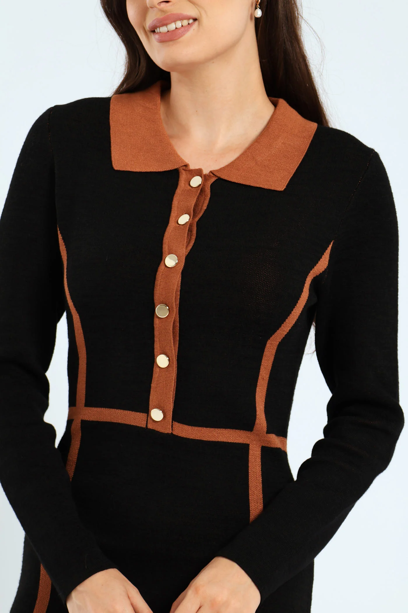Preppy Panelled Knitwear Dress - Image 5