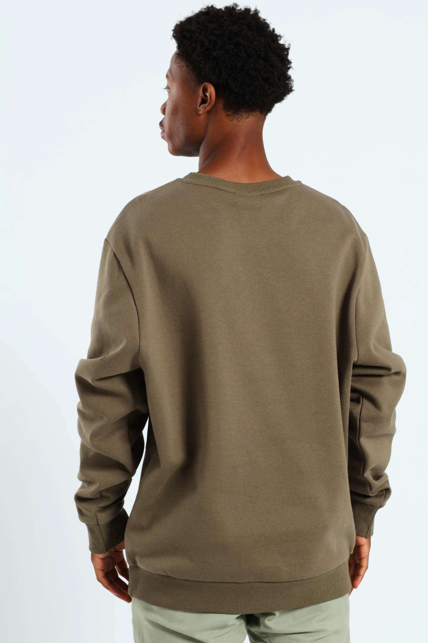 Print Fleece Crew Top - Khaki - Image 4
