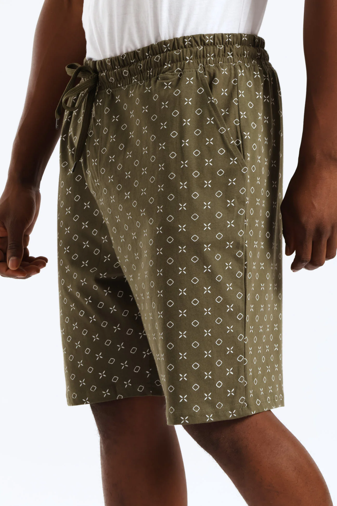 Print Knit Short - Olive/White - Image 2