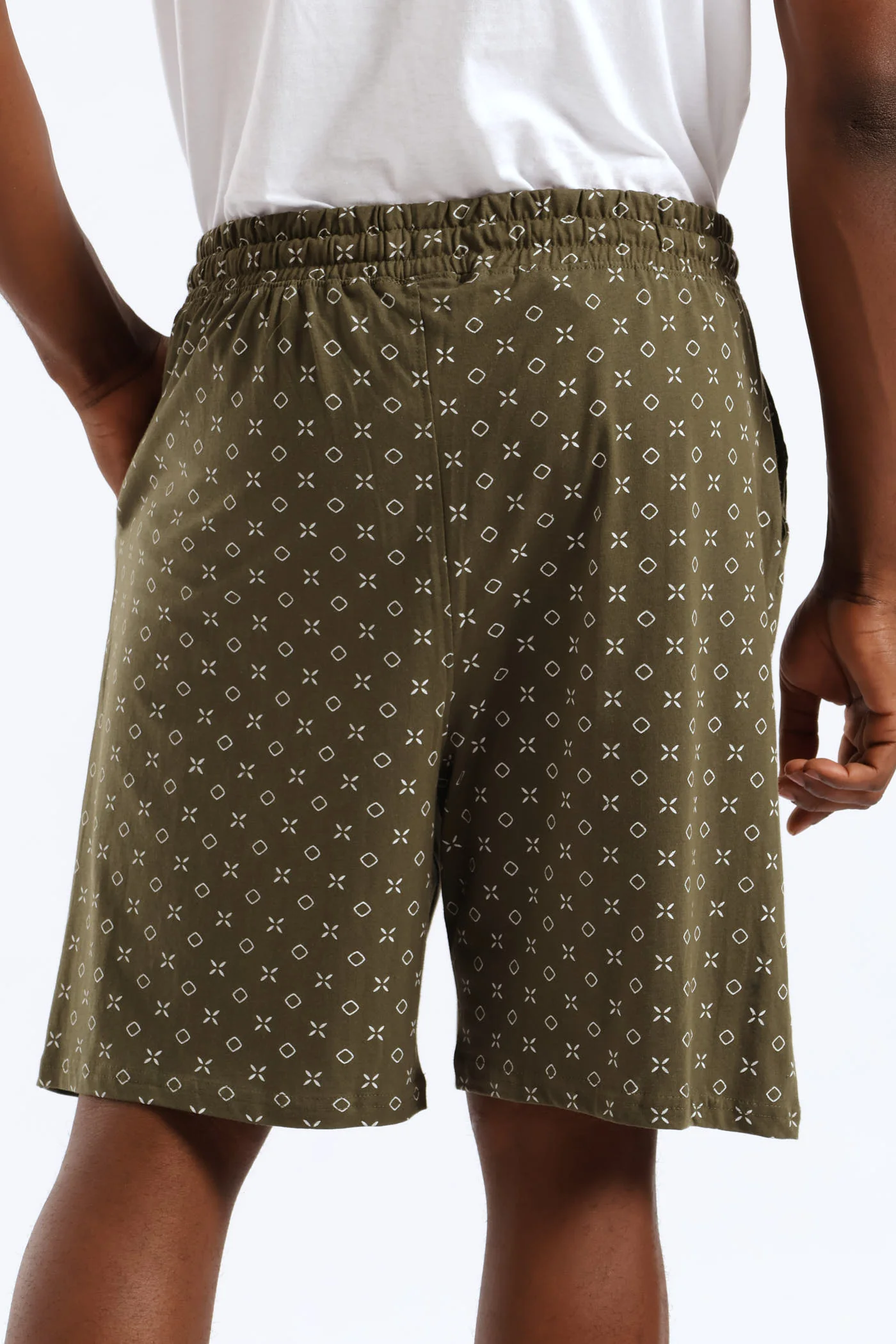 Print Knit Short - Olive/White - Image 3