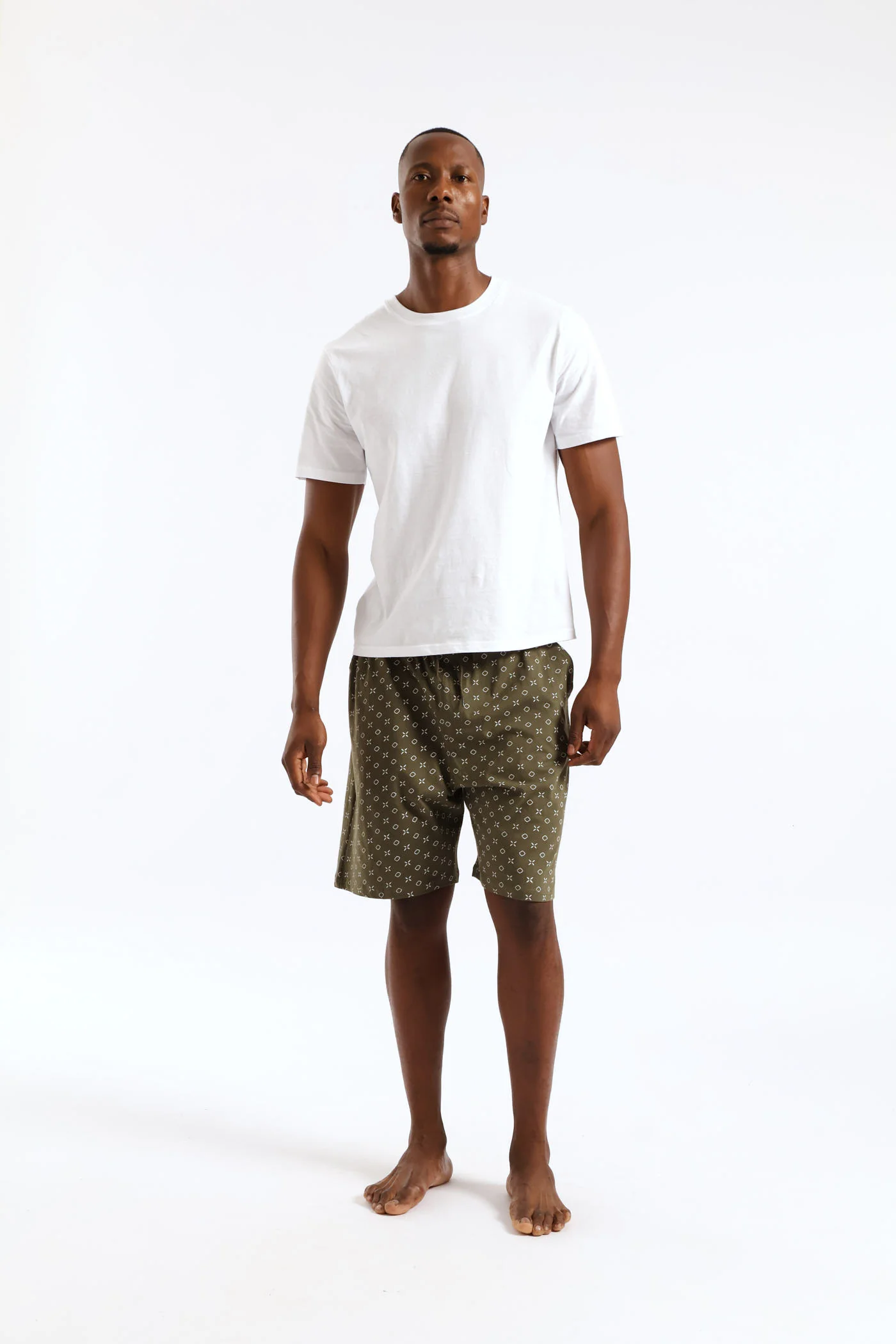 Print Knit Short - Olive/White - Image 4