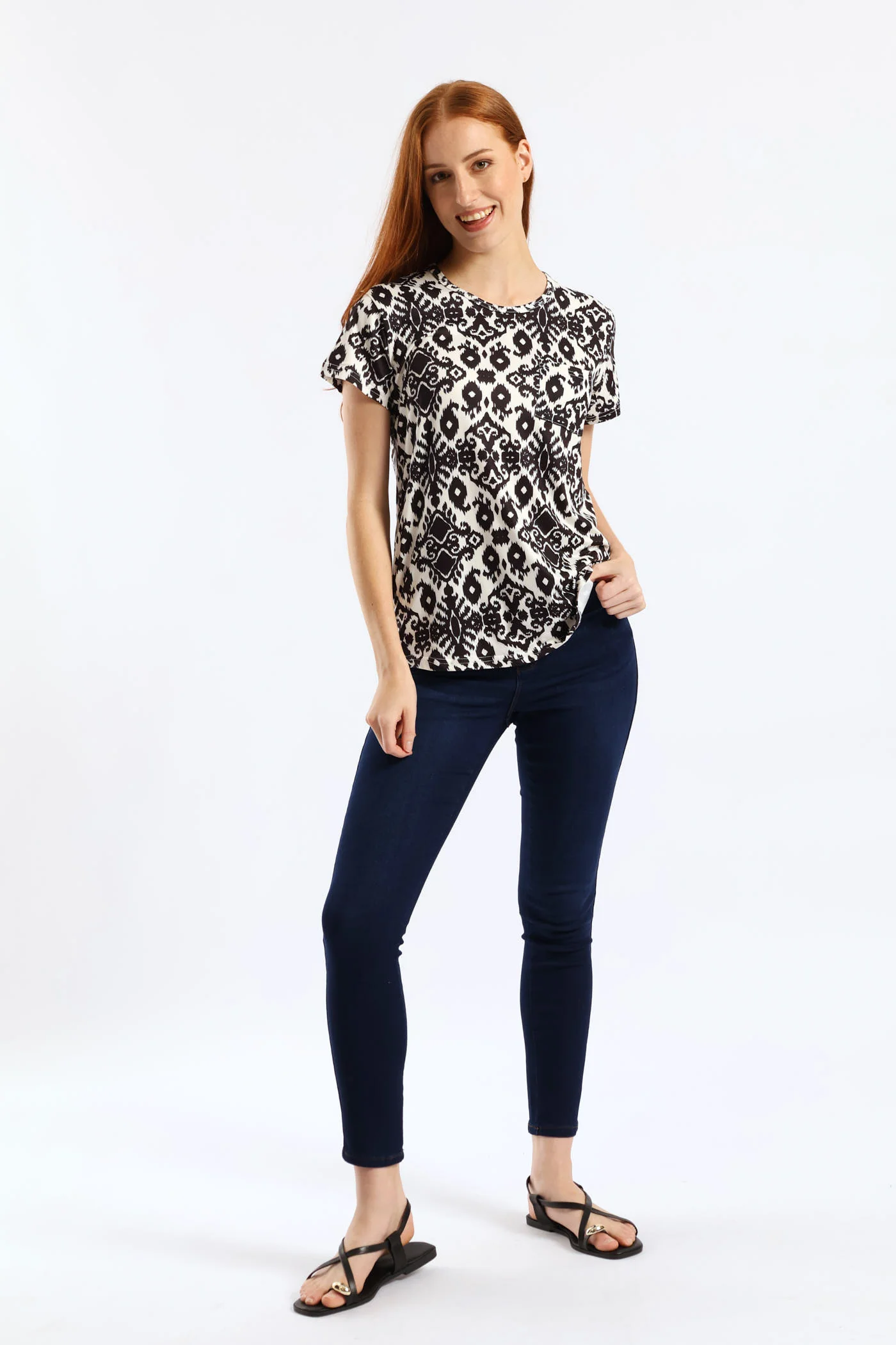 Print Pocket Tee - Cream/Black - Image 5