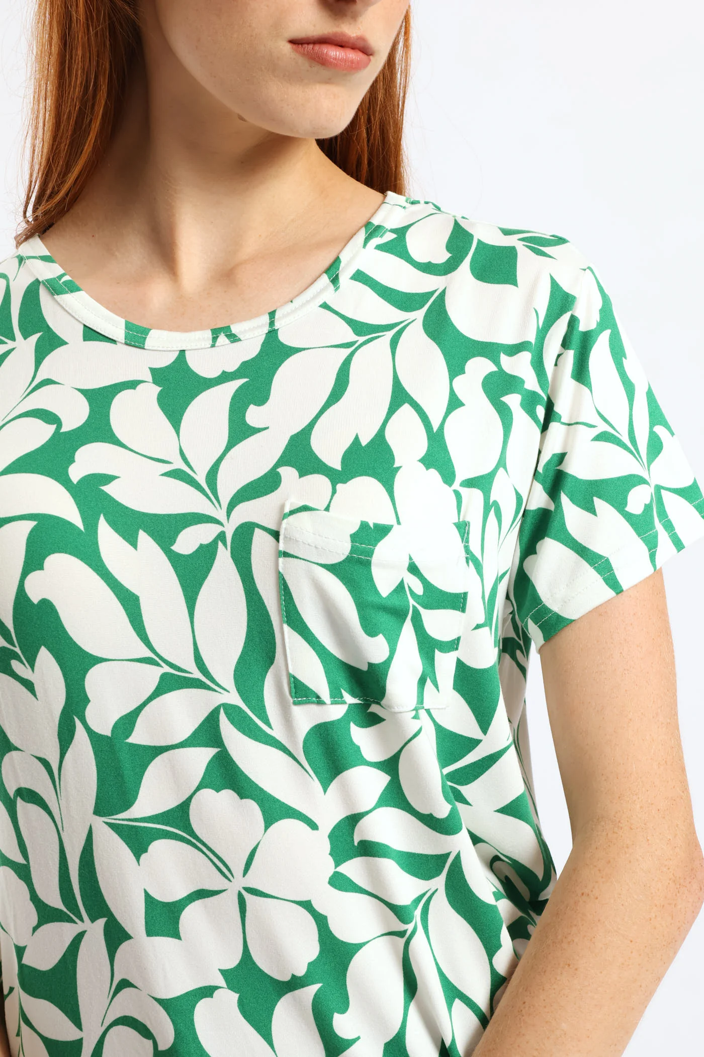 Print Pocket Tee - White/Green - Image 2