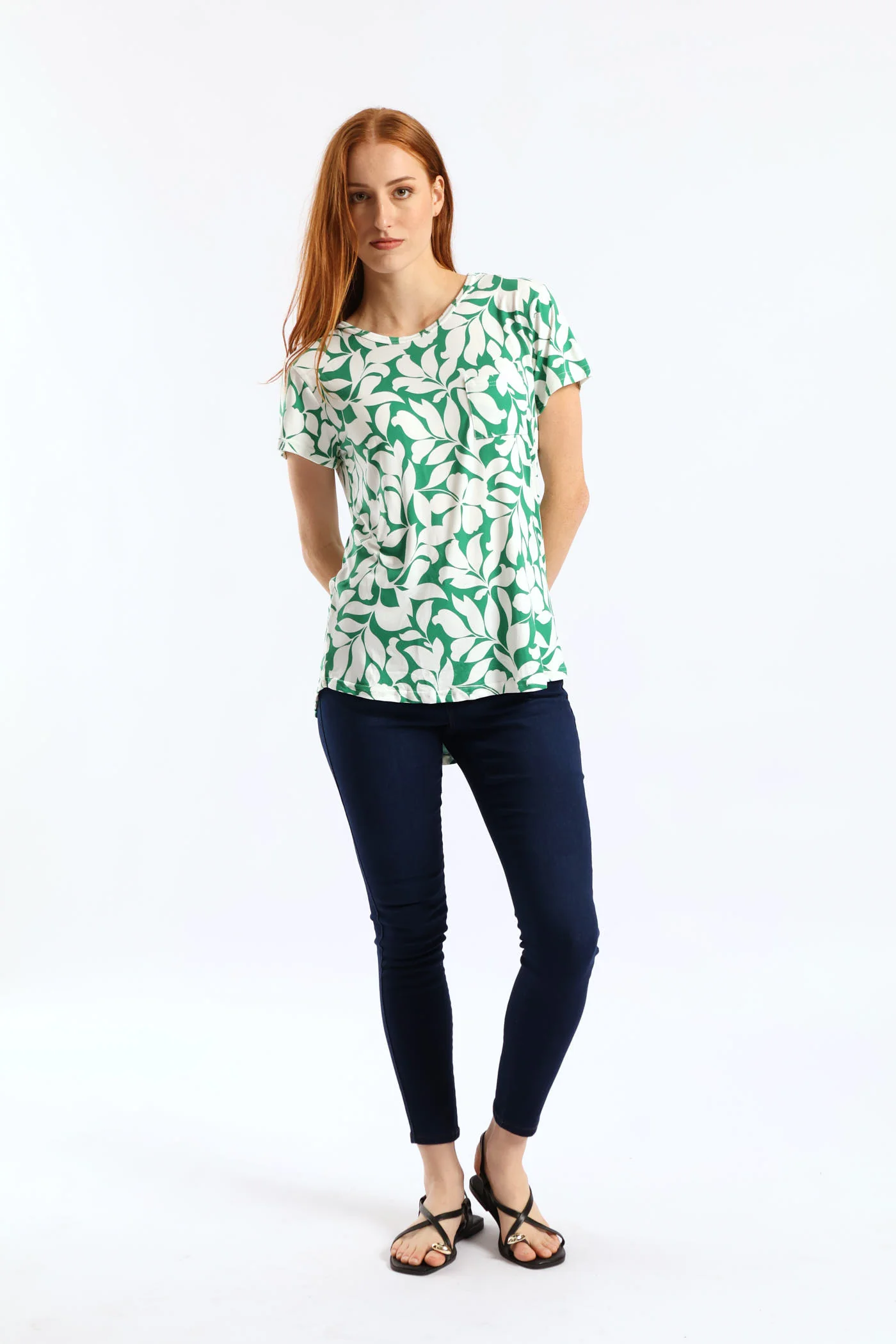Print Pocket Tee - White/Green - Image 5