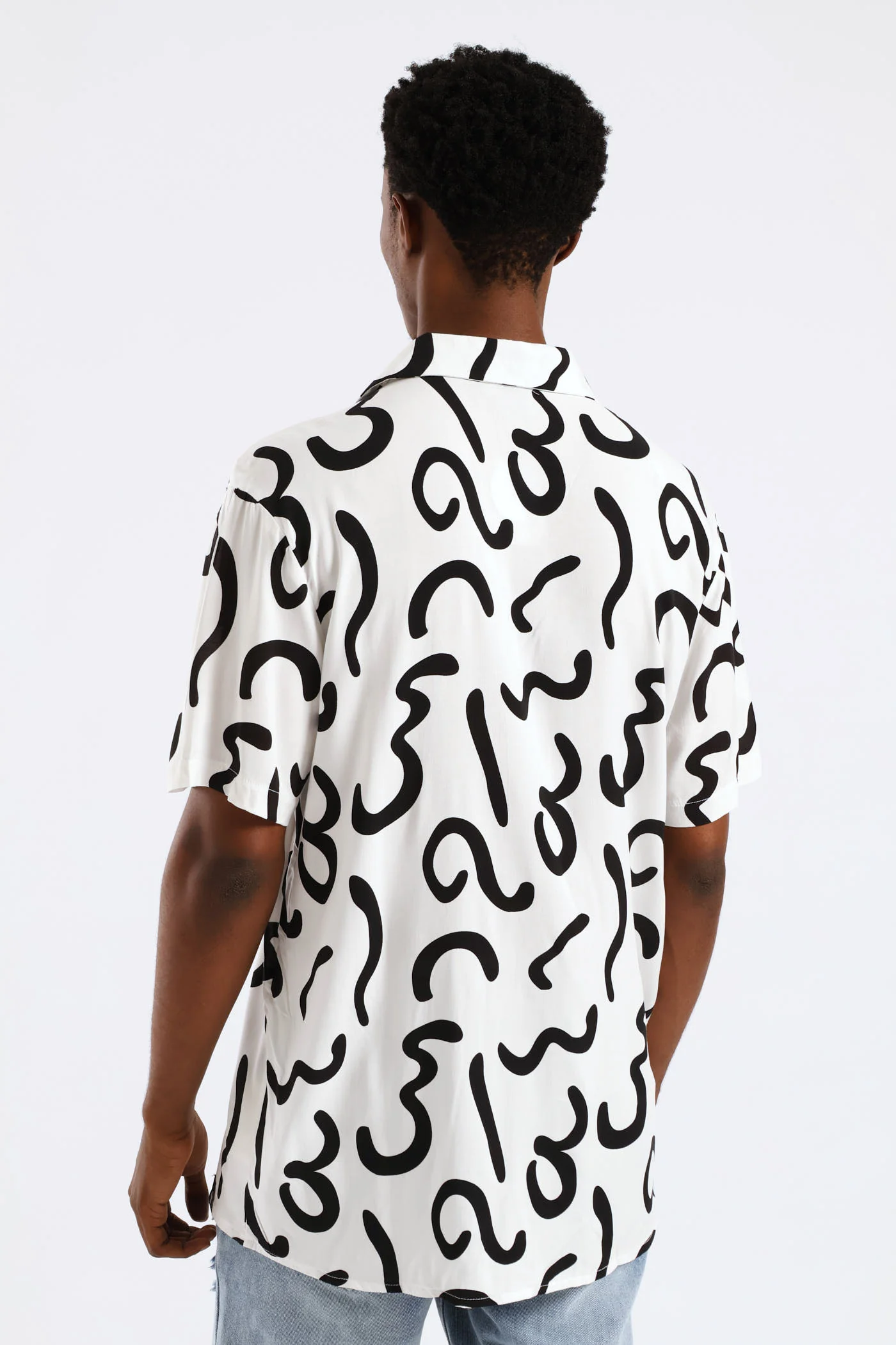 Print Viscose Shirt - White/Black - Image 3