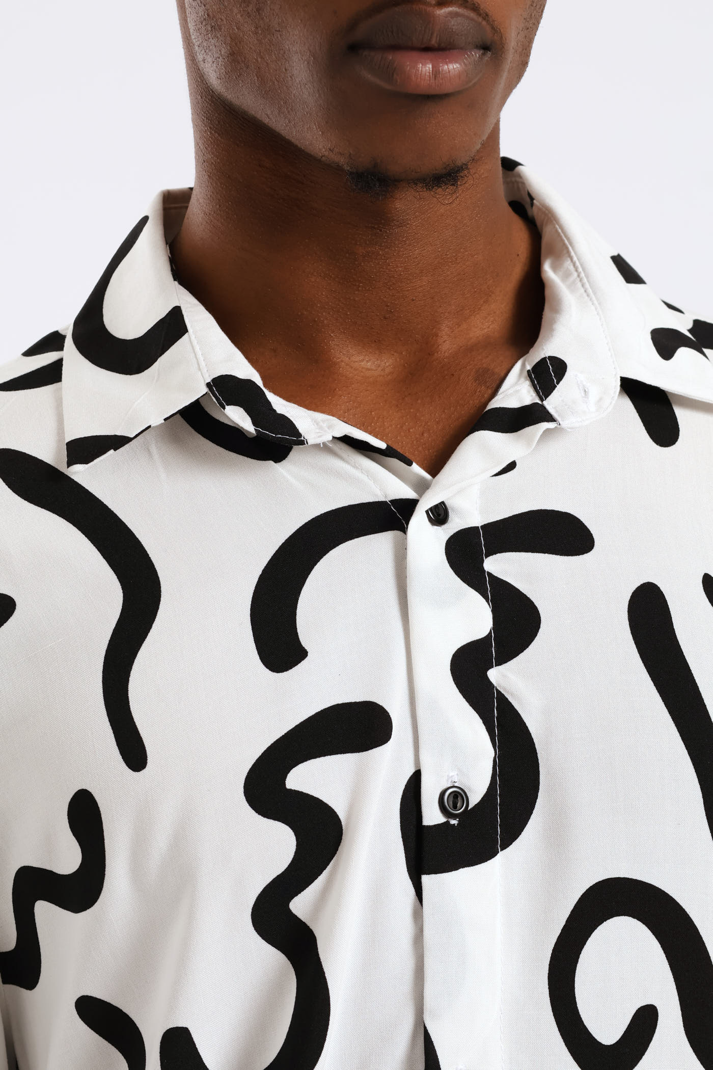 Print Viscose Shirt - White/Black - Image 5