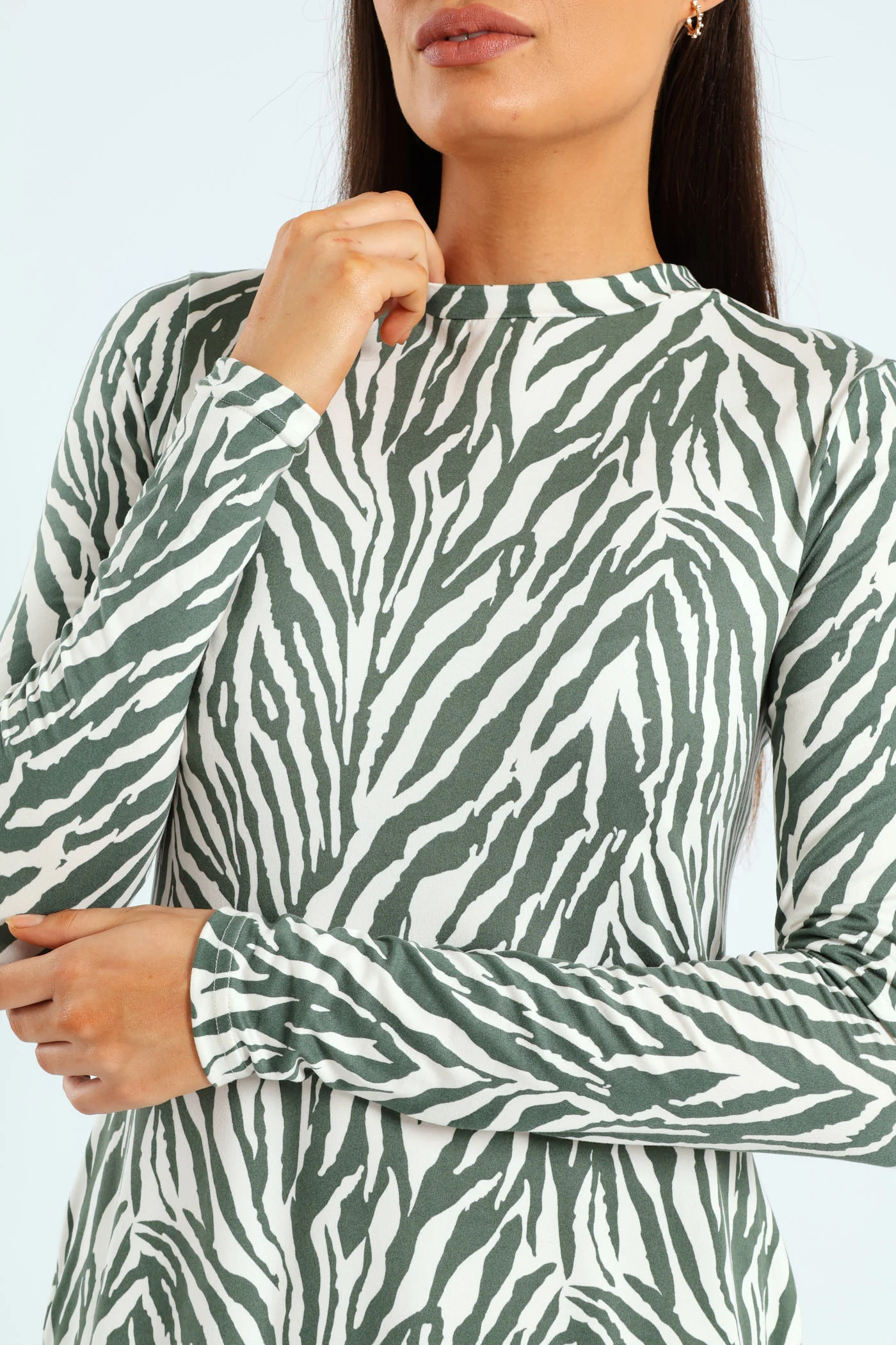 Printed A-Line Midaxi Dress - Fatigue/Cream - Image 2