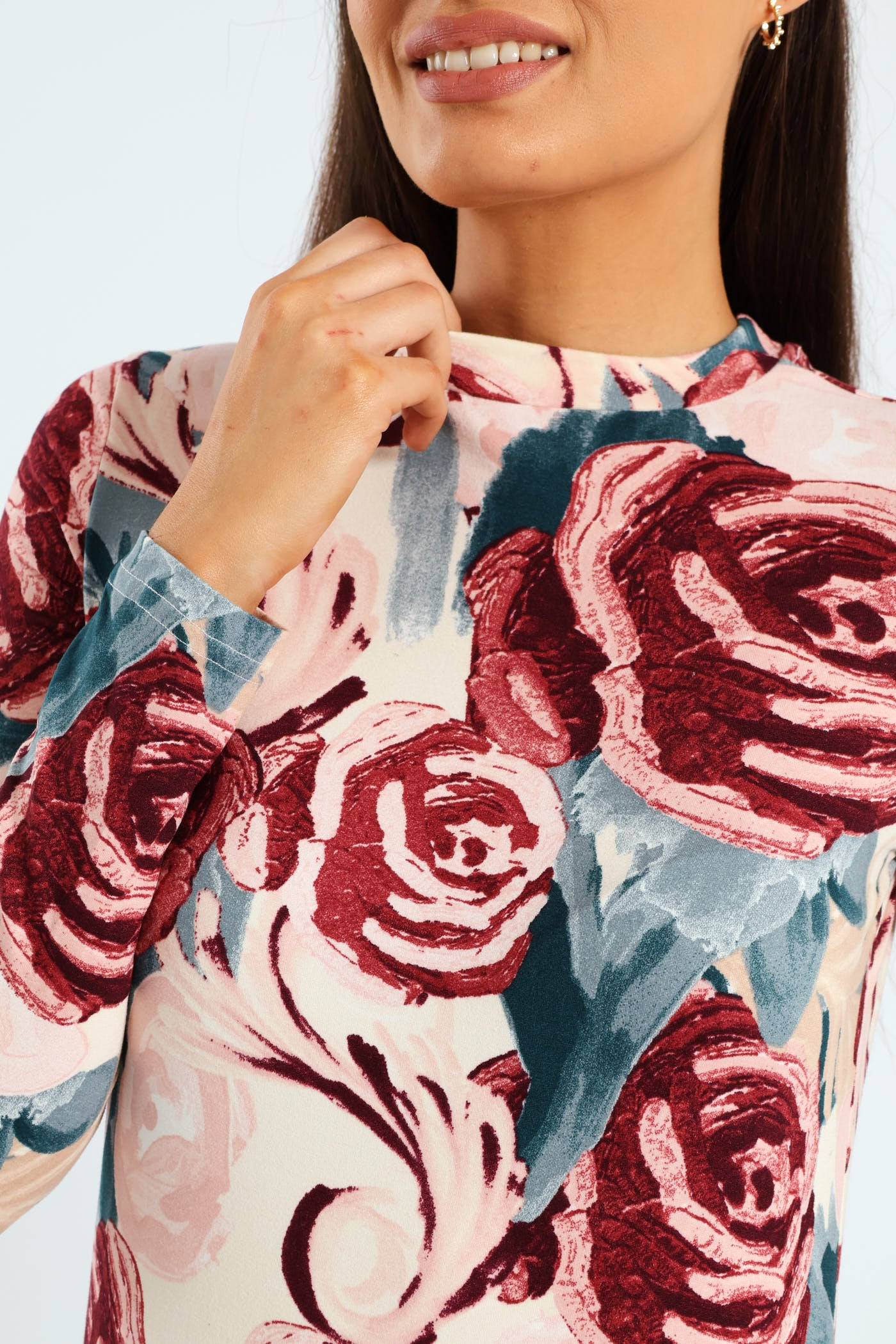 Printed A-Line Midaxi Dress - Grape/White - Image 2