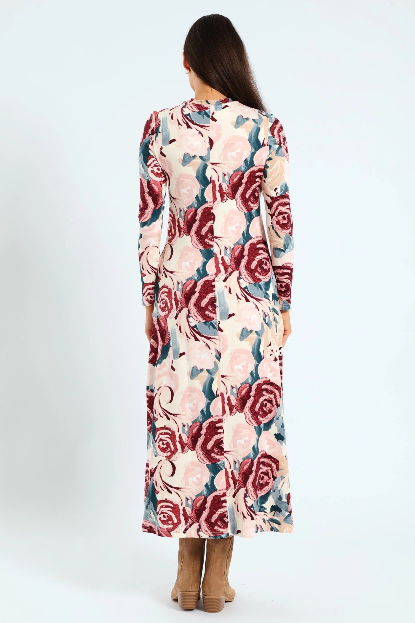 Printed A-Line Midaxi Dress - Grape/White - Image 3
