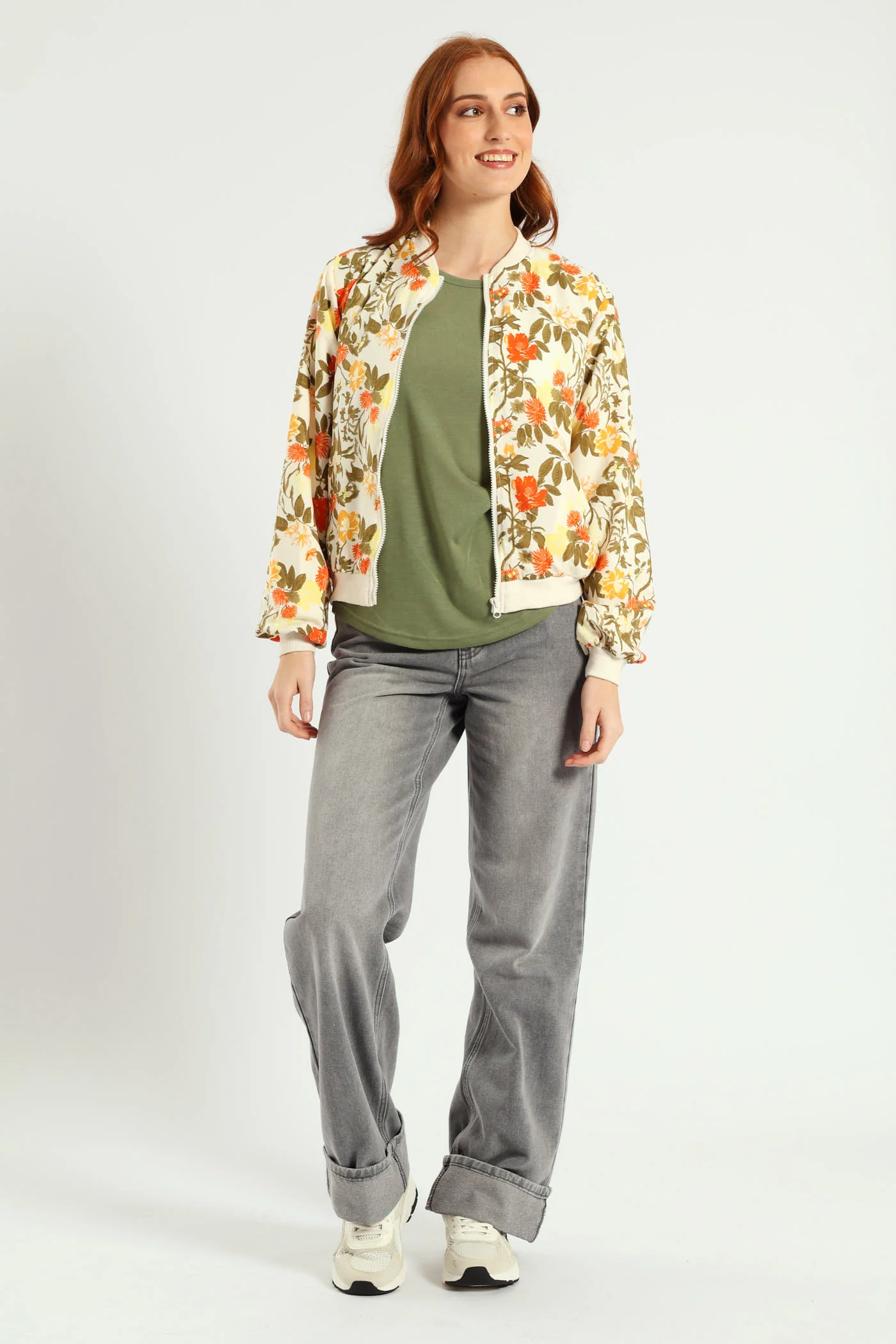 Printed Bomber Jacket - Fatigue/Cream - Image 4