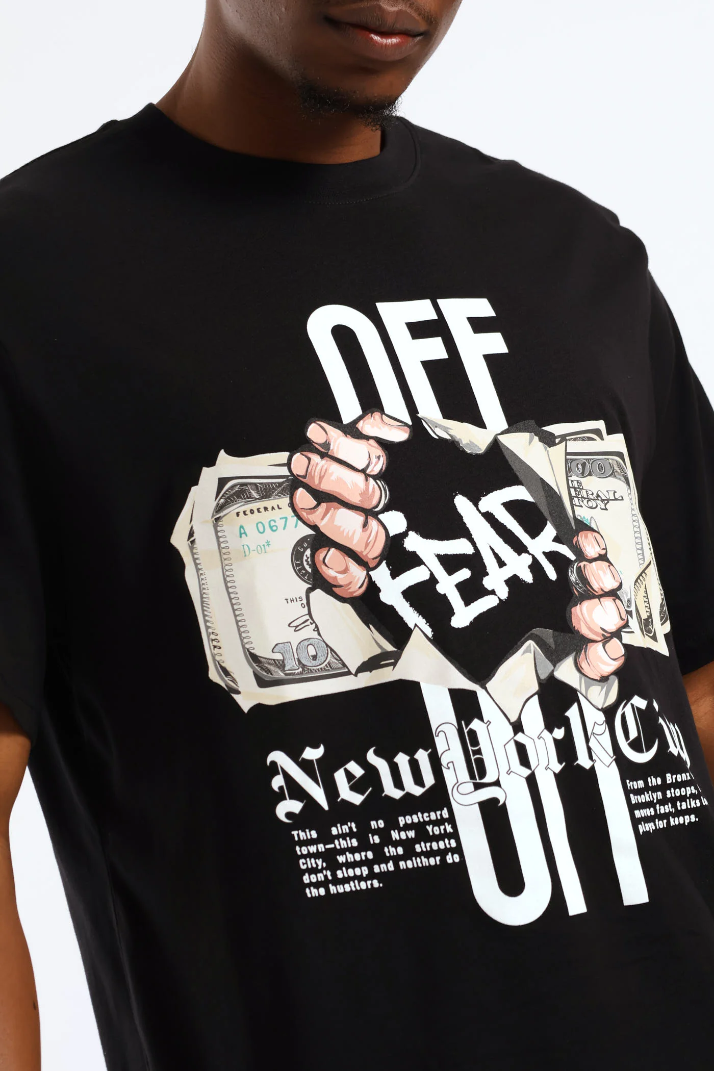 Printed Fear Tee - Black - Image 5