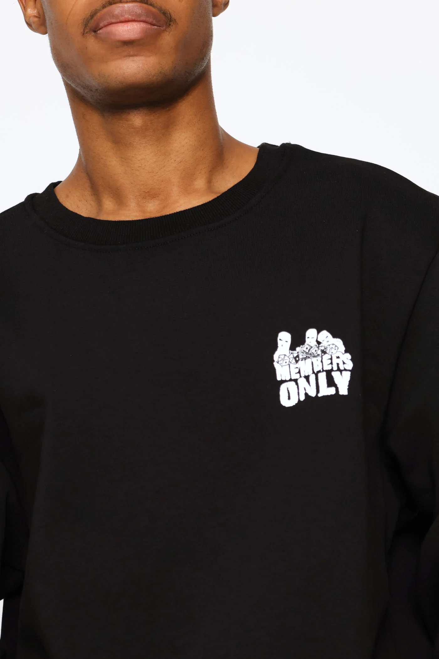 Printed Fleece Crew Top - Black - Image 3