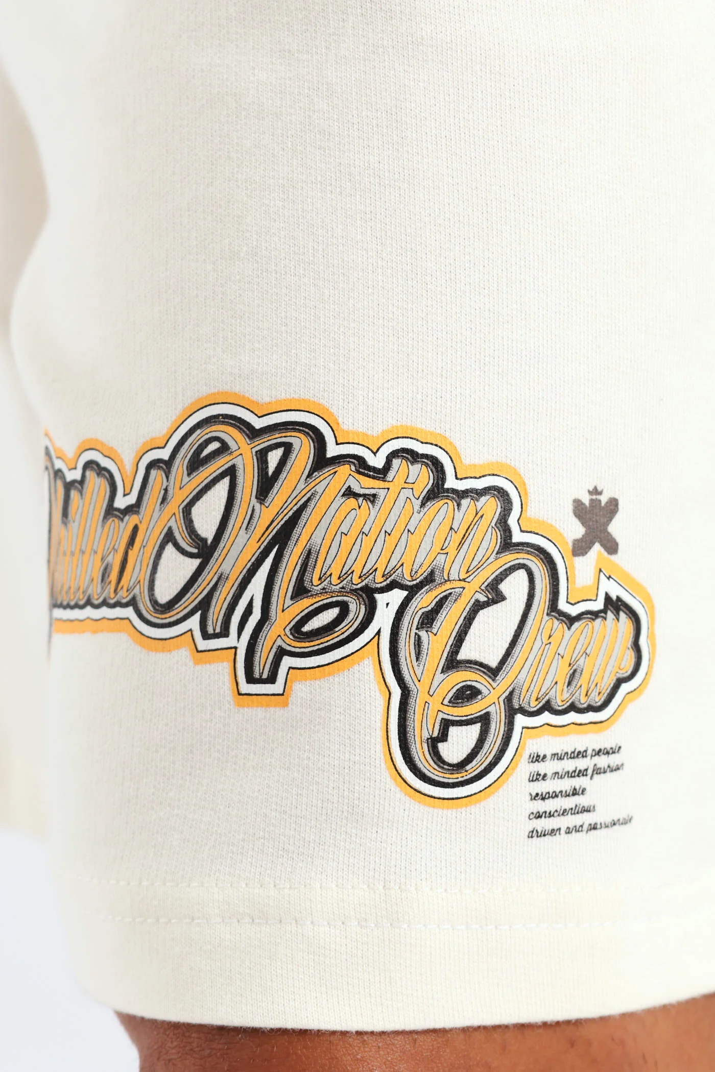 Printed Fleece Shorts - Ecru - Image 2