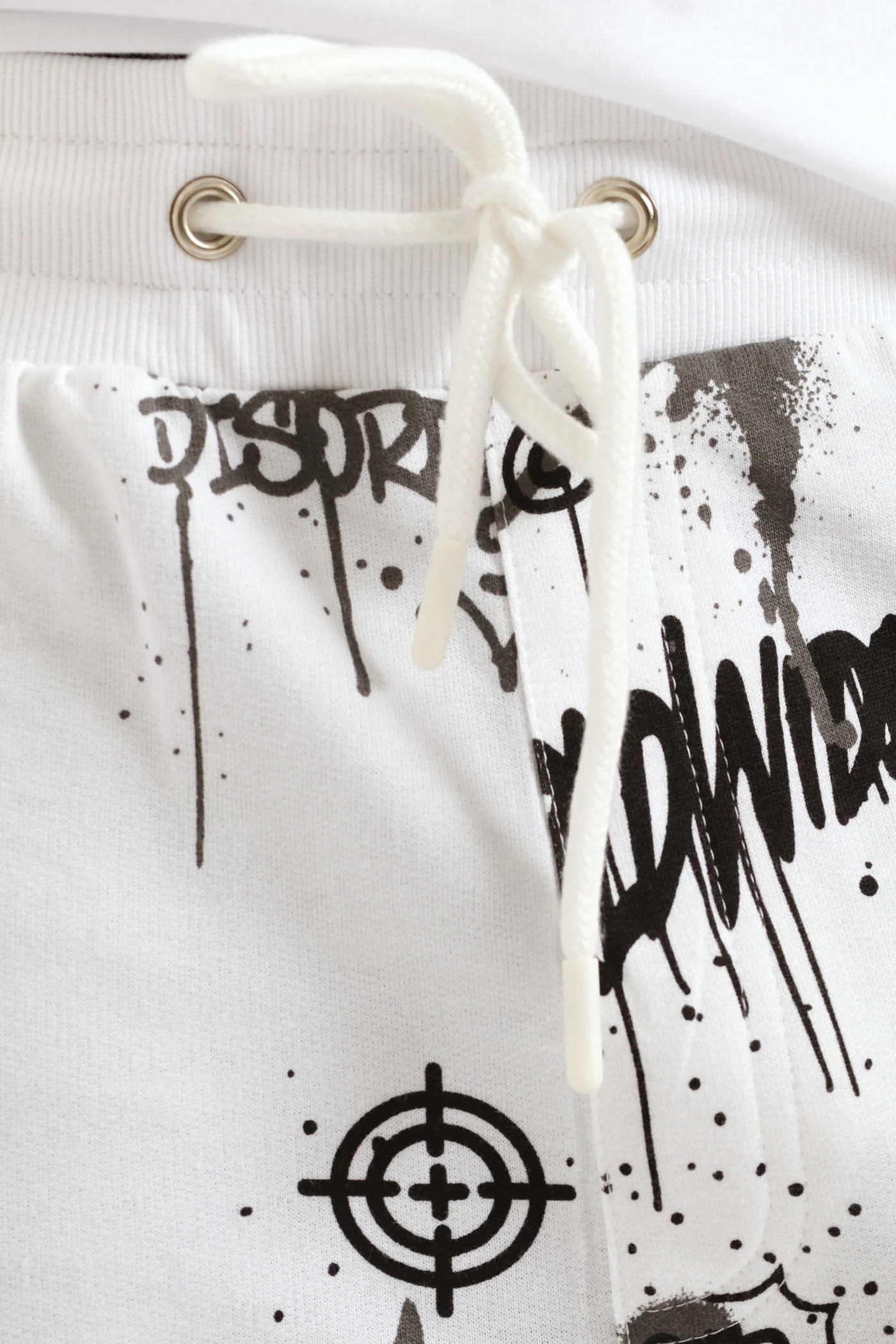 Printed Fleece Shorts - White - Image 5