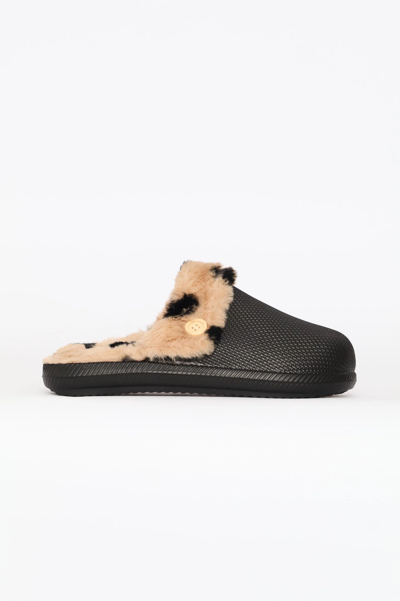 Printed Lined Closed Toe Slipper - Black - Image 4